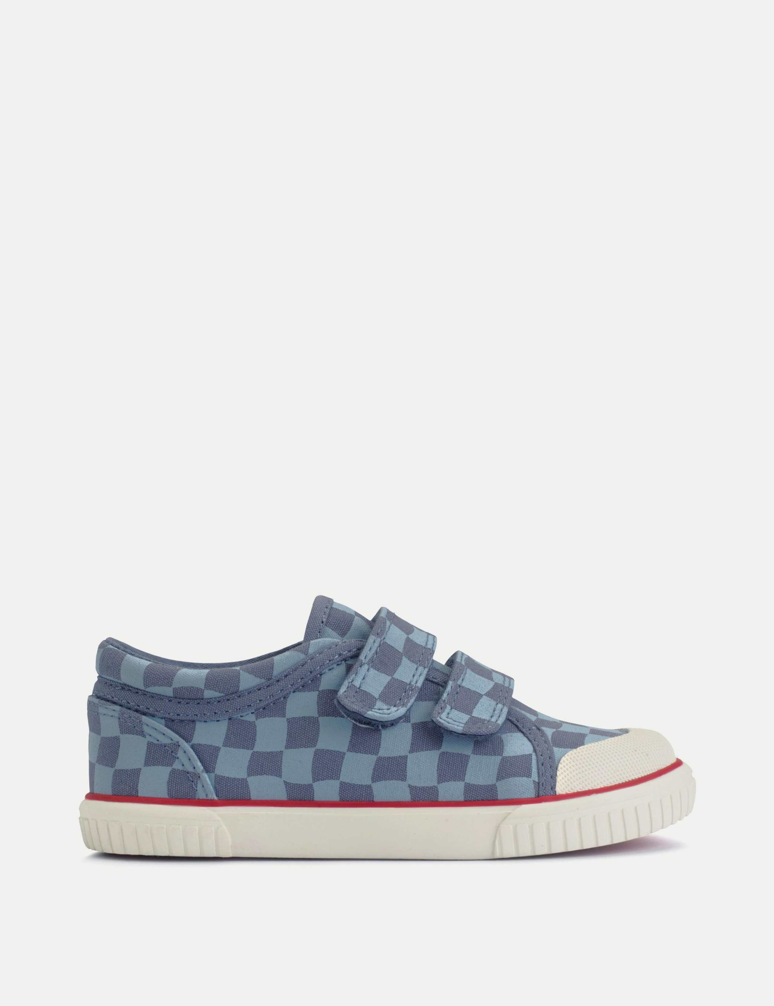 Canvas Checked Riptape Trainers (6 Small - 3 Large) 1 of 3