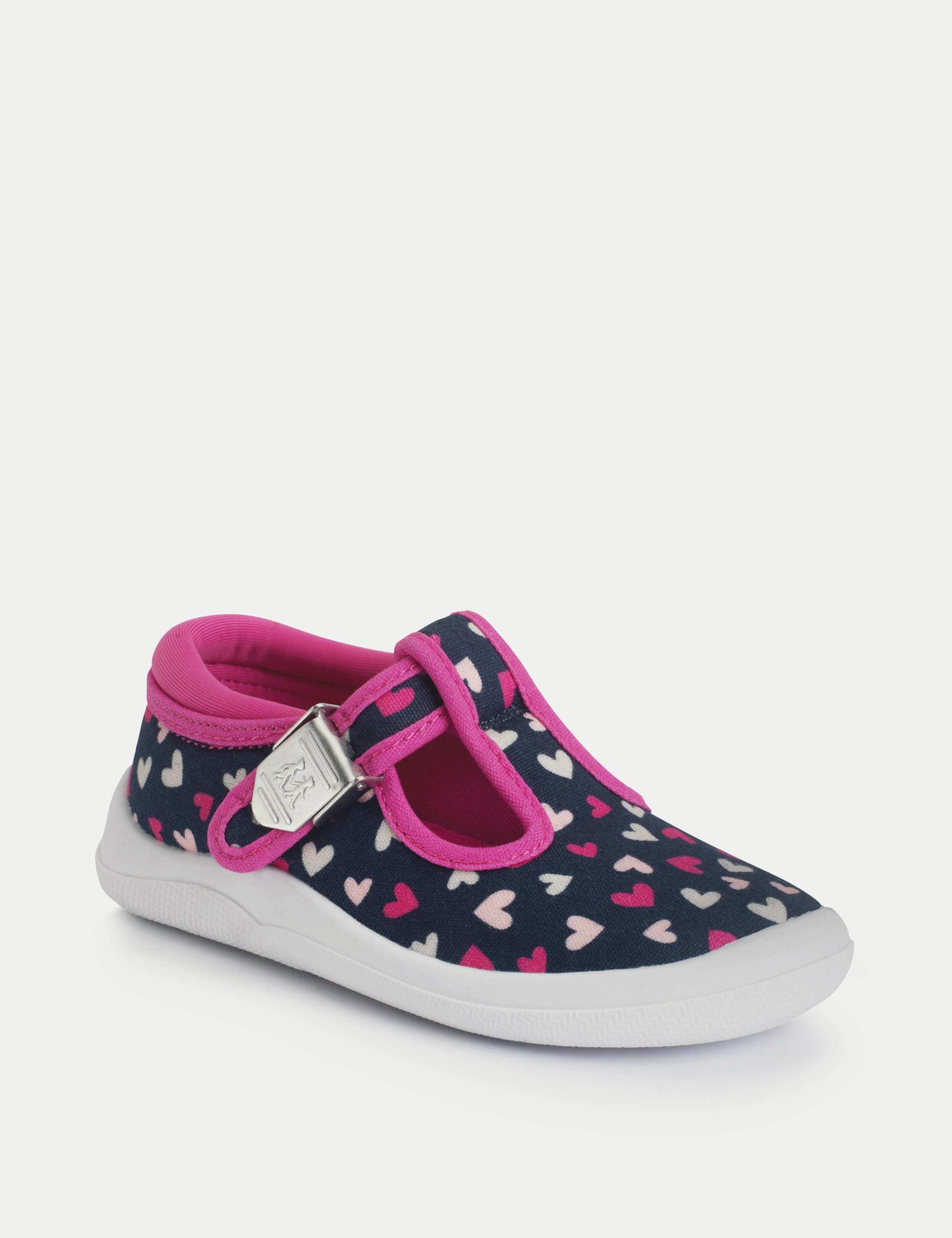 Kids' Canvas Heart T Bar Shoes (3 Small - 7 Small) 3 of 6