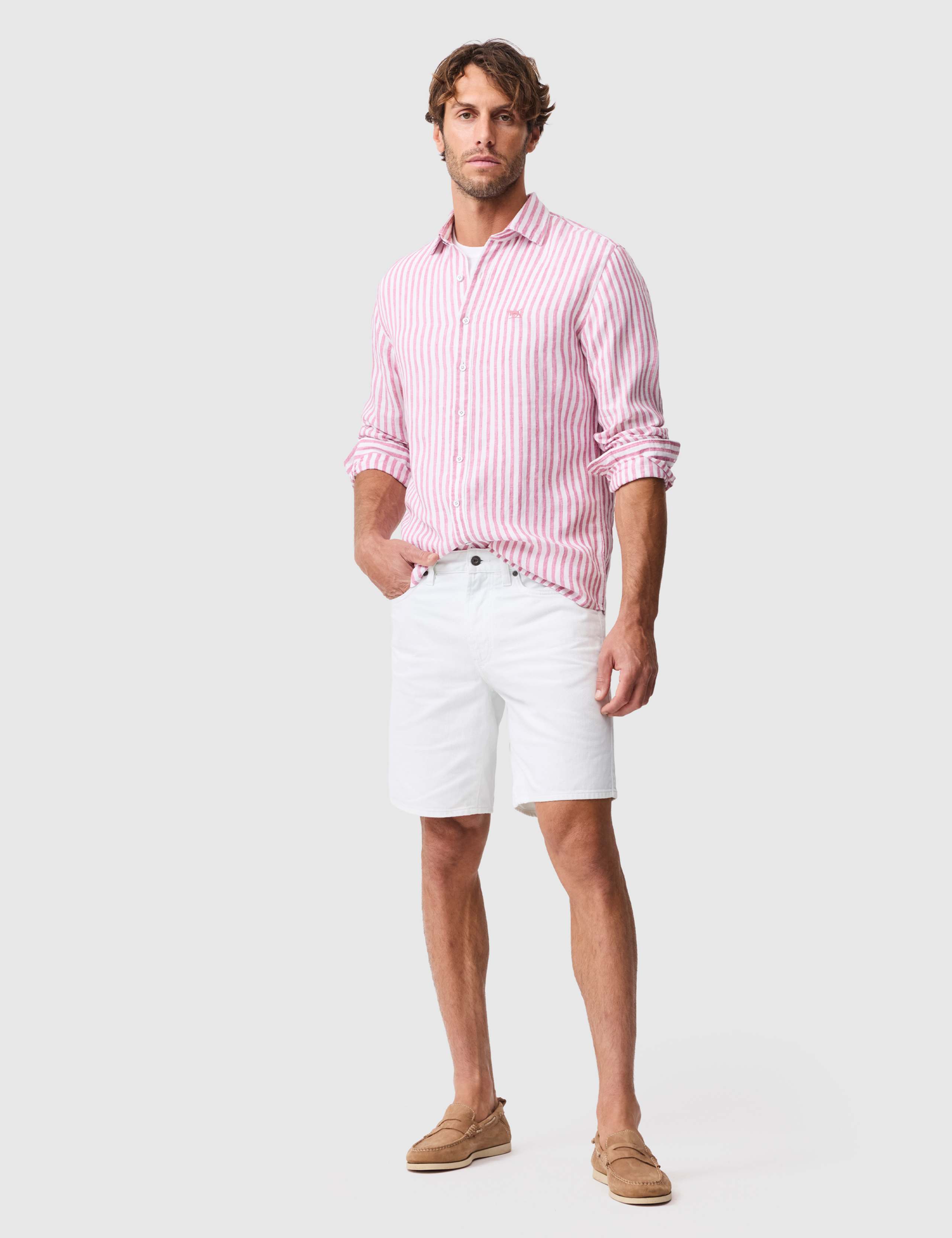 Slim Fit Pure Linen Striped Shirt 2 of 6