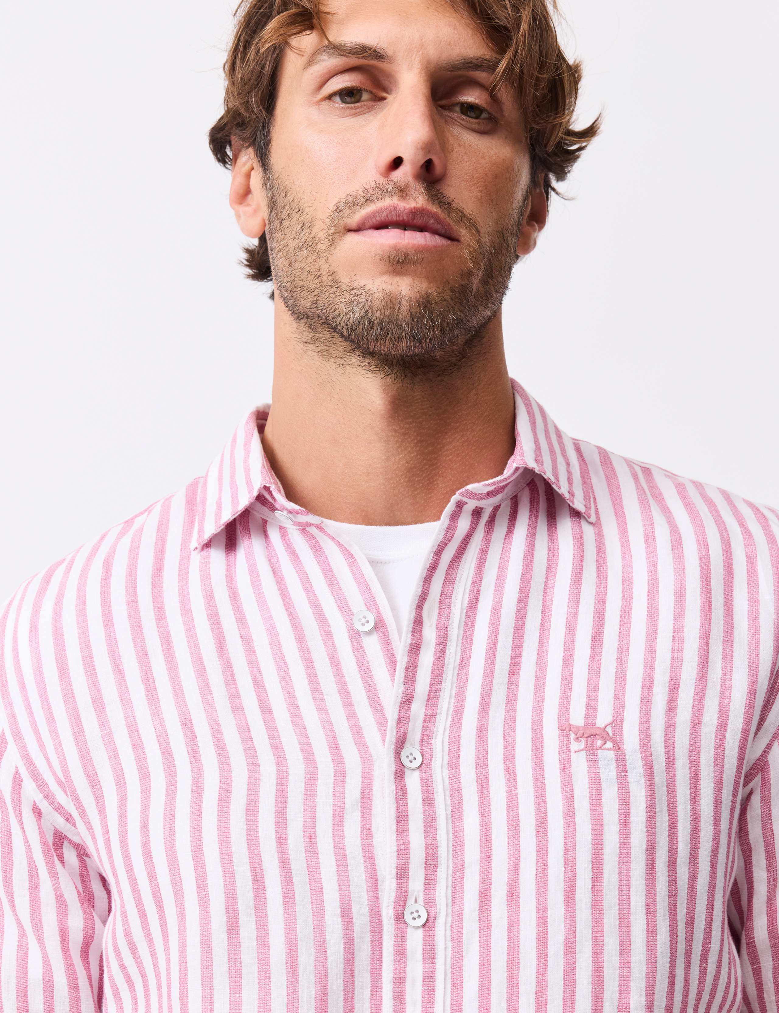Slim Fit Pure Linen Striped Shirt 3 of 6