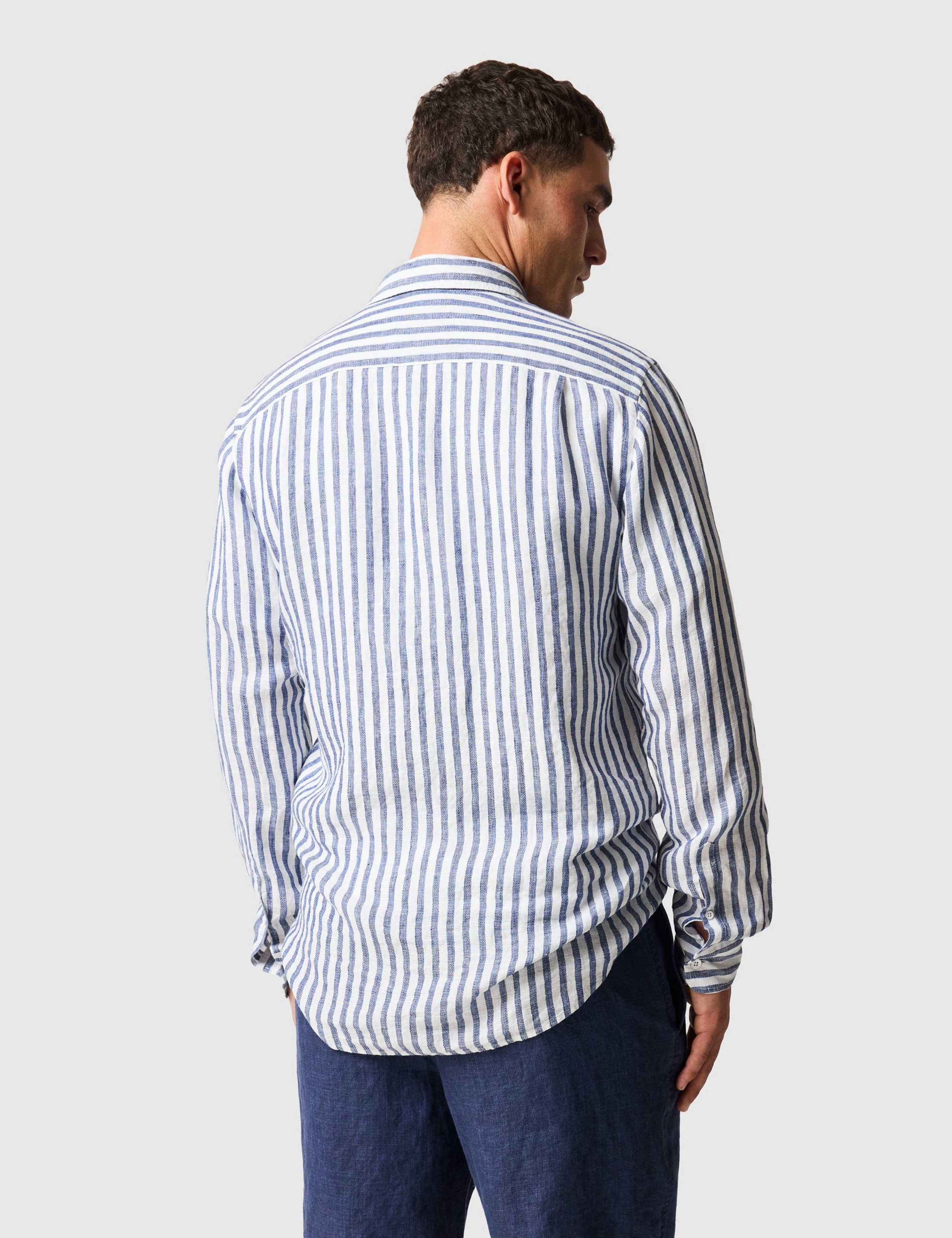 Slim Fit Pure Linen Striped Shirt 3 of 6