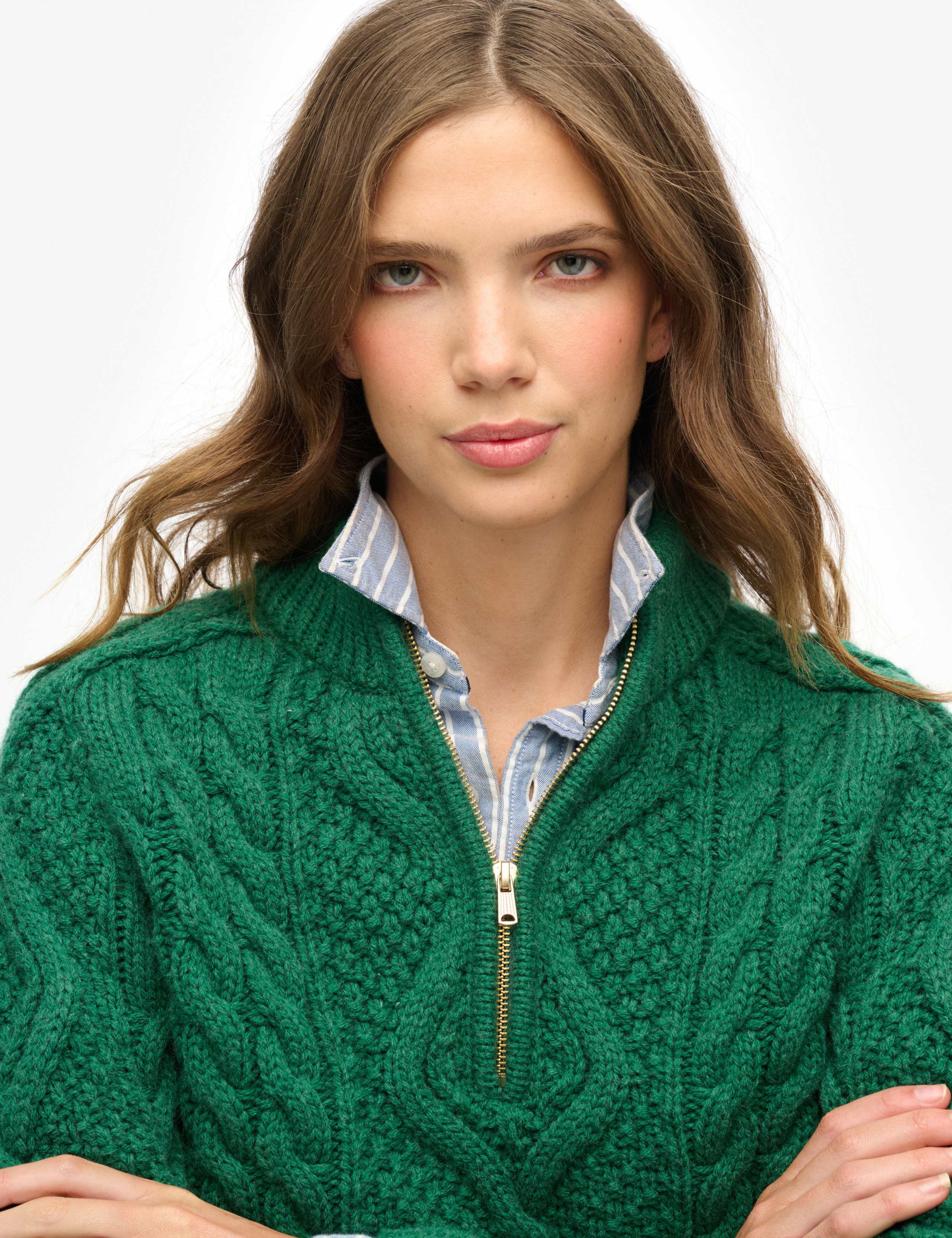 Cable Knit Funnel Neck Jumper with Wool 4 of 5