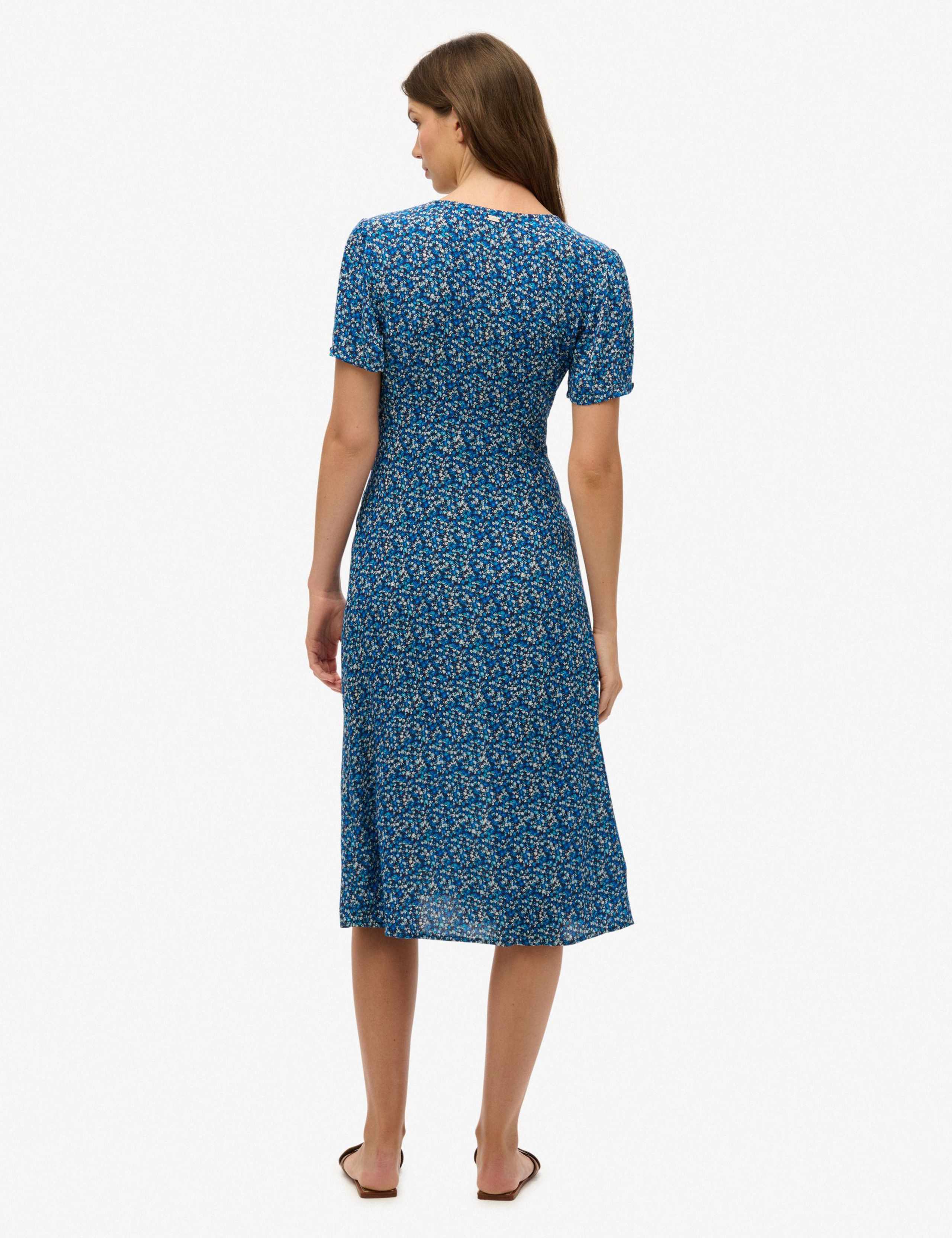 Heart Print V-Neck Midi Tea Dress 3 of 5