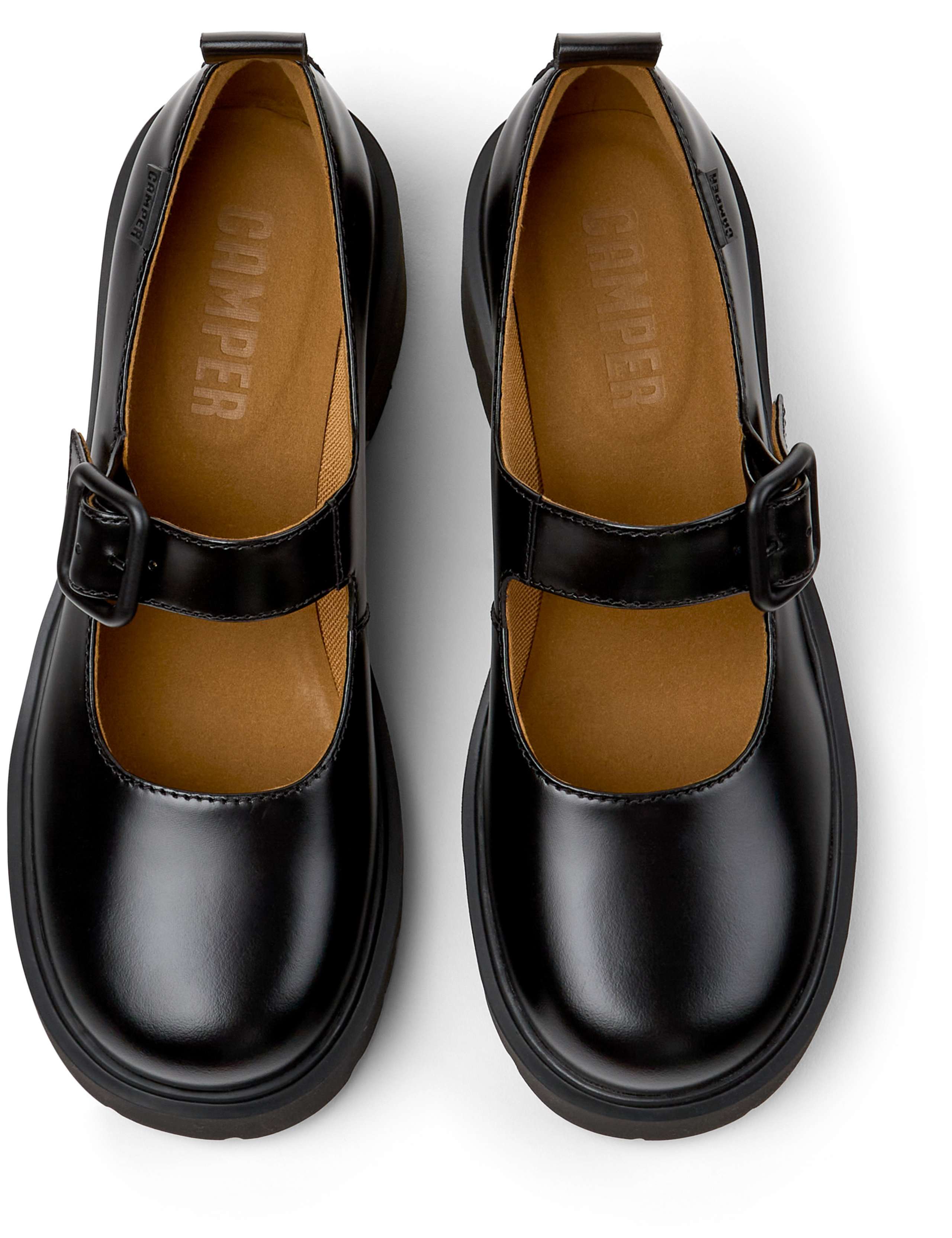Leather Buckle Block Heel Round Toe Loafers 4 of 5
