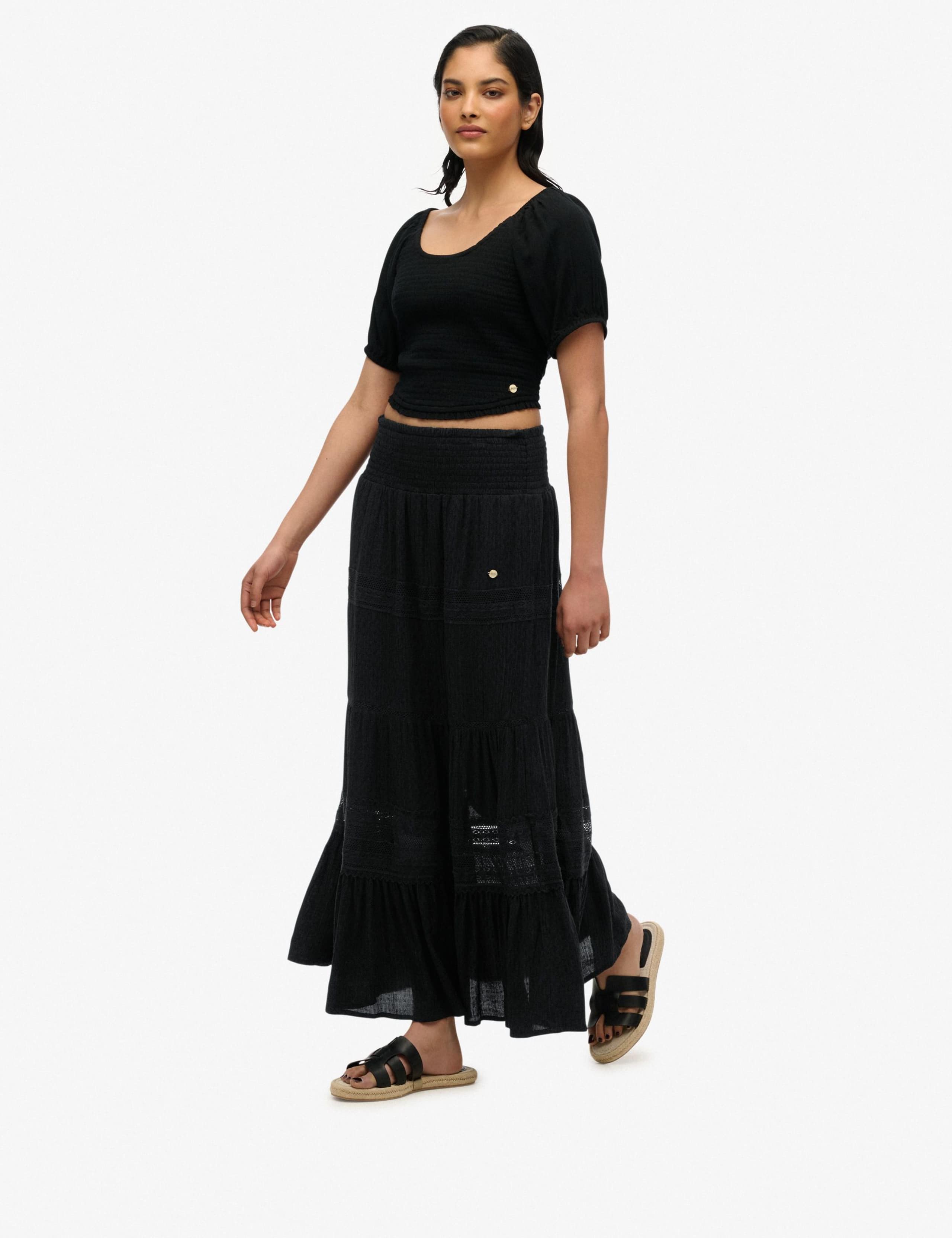 Lace Detail Maxi Tiered Skirt 5 of 8
