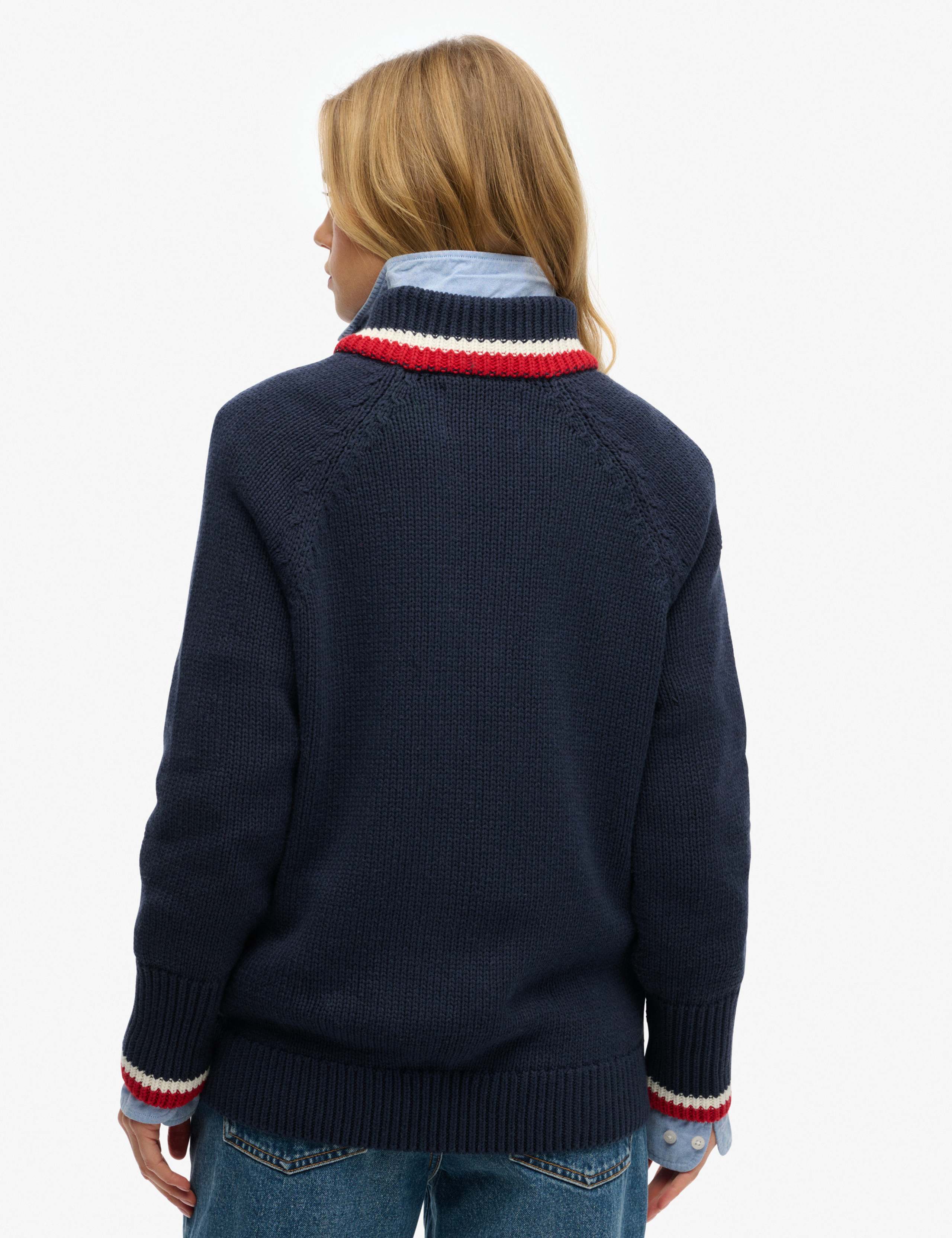 Cotton Rich Tipped Detail Half Zip Jumper 4 of 5