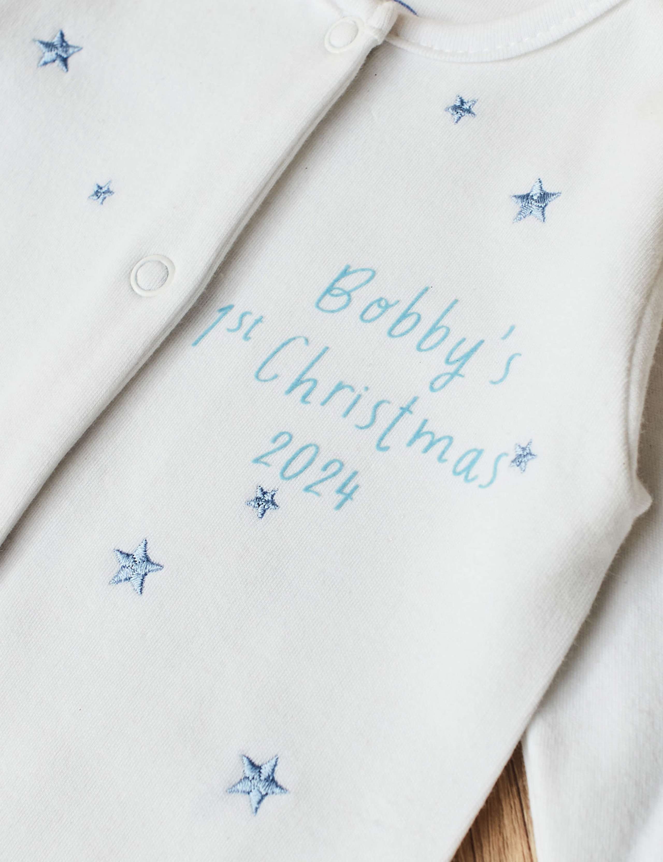 Personalised My 1st Blue Star Sleepsuit 2 of 3