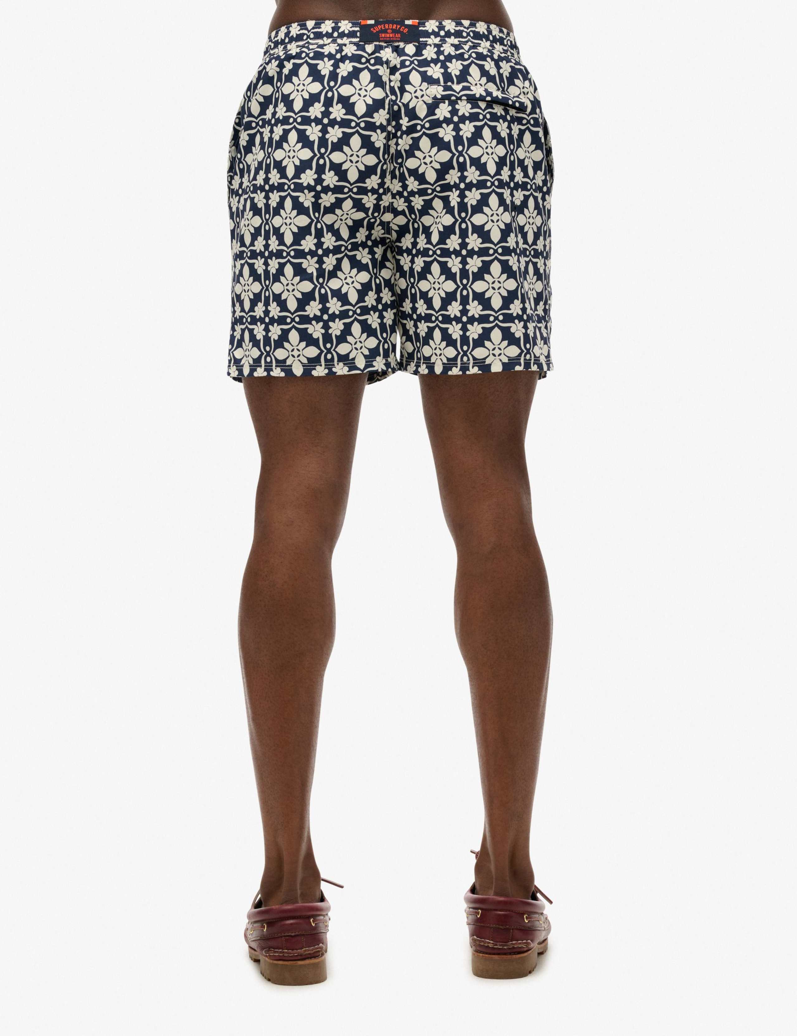 Pocketed Tile Print Swim Shorts 3 of 9