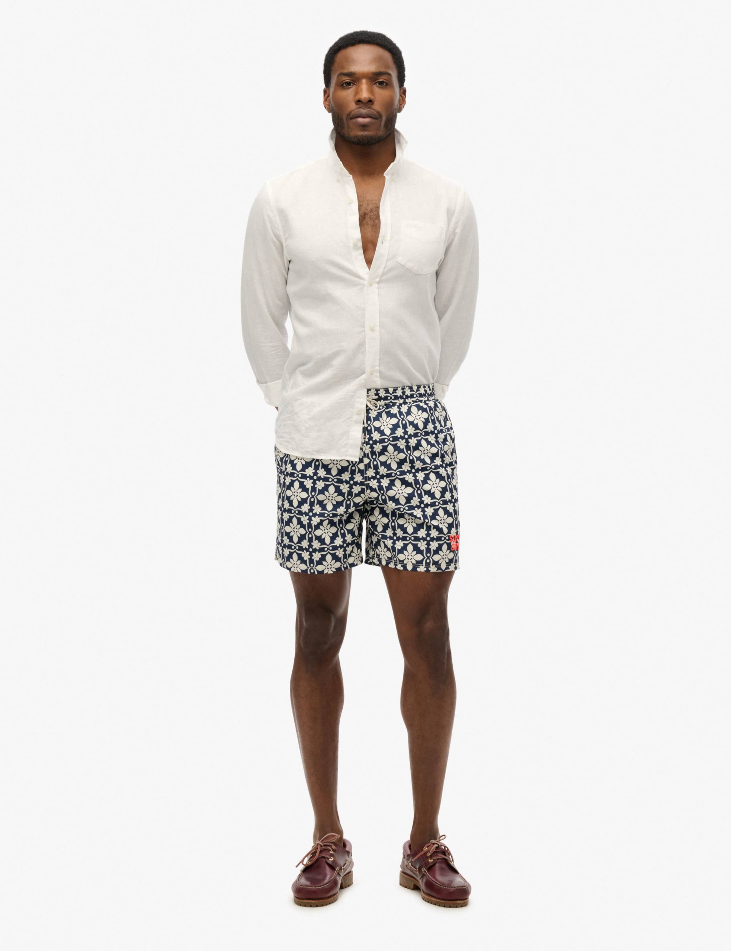 Pocketed Tile Print Swim Shorts 4 of 9