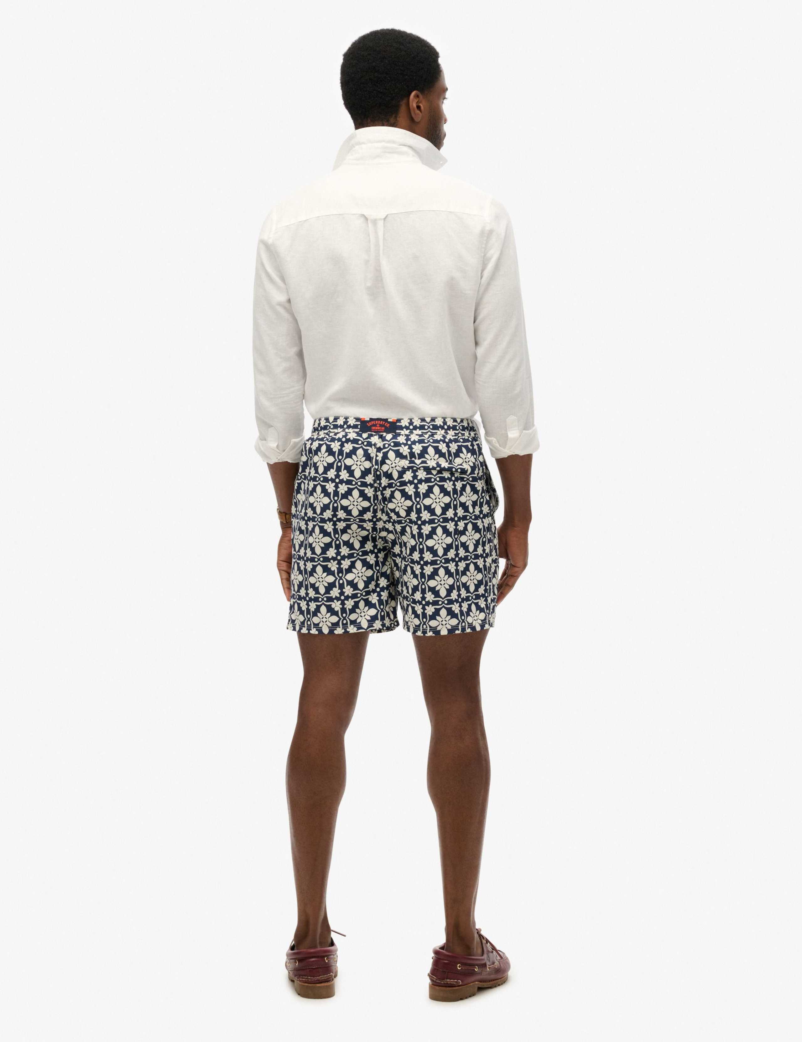 Pocketed Tile Print Swim Shorts 6 of 9