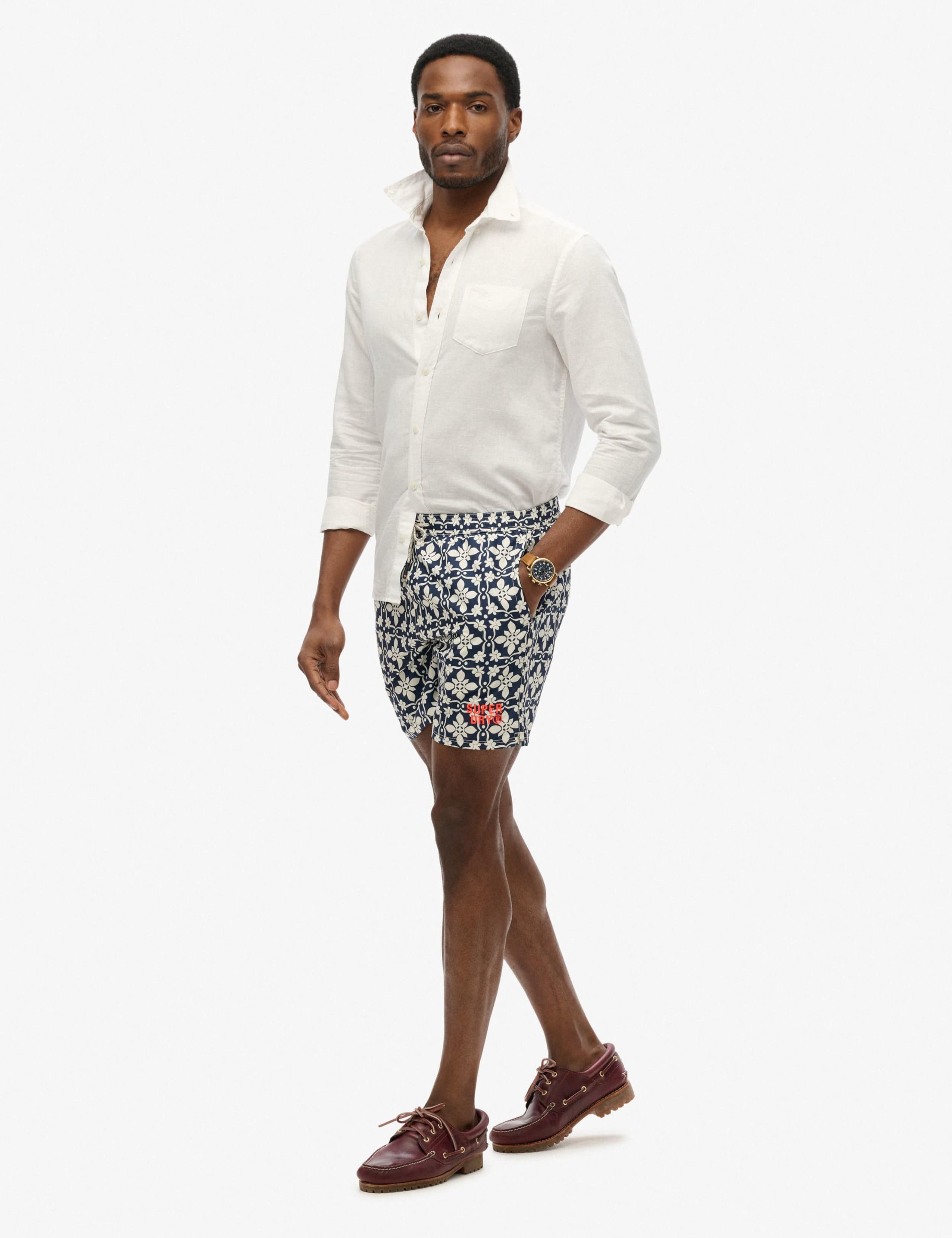 Pocketed Tile Print Swim Shorts 7 of 9