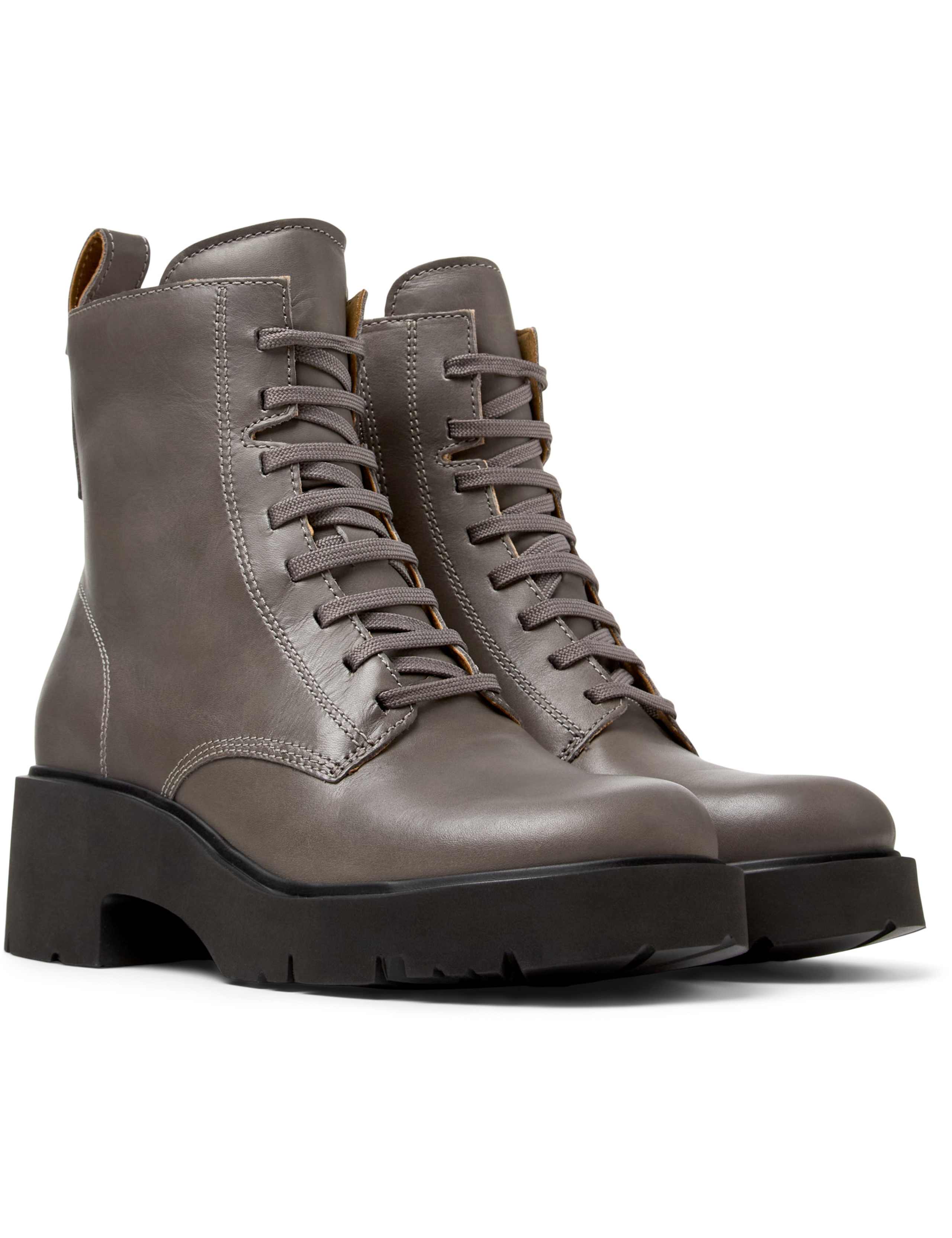 Leather Block Heel Round Toe Ankle Boots 2 of 5