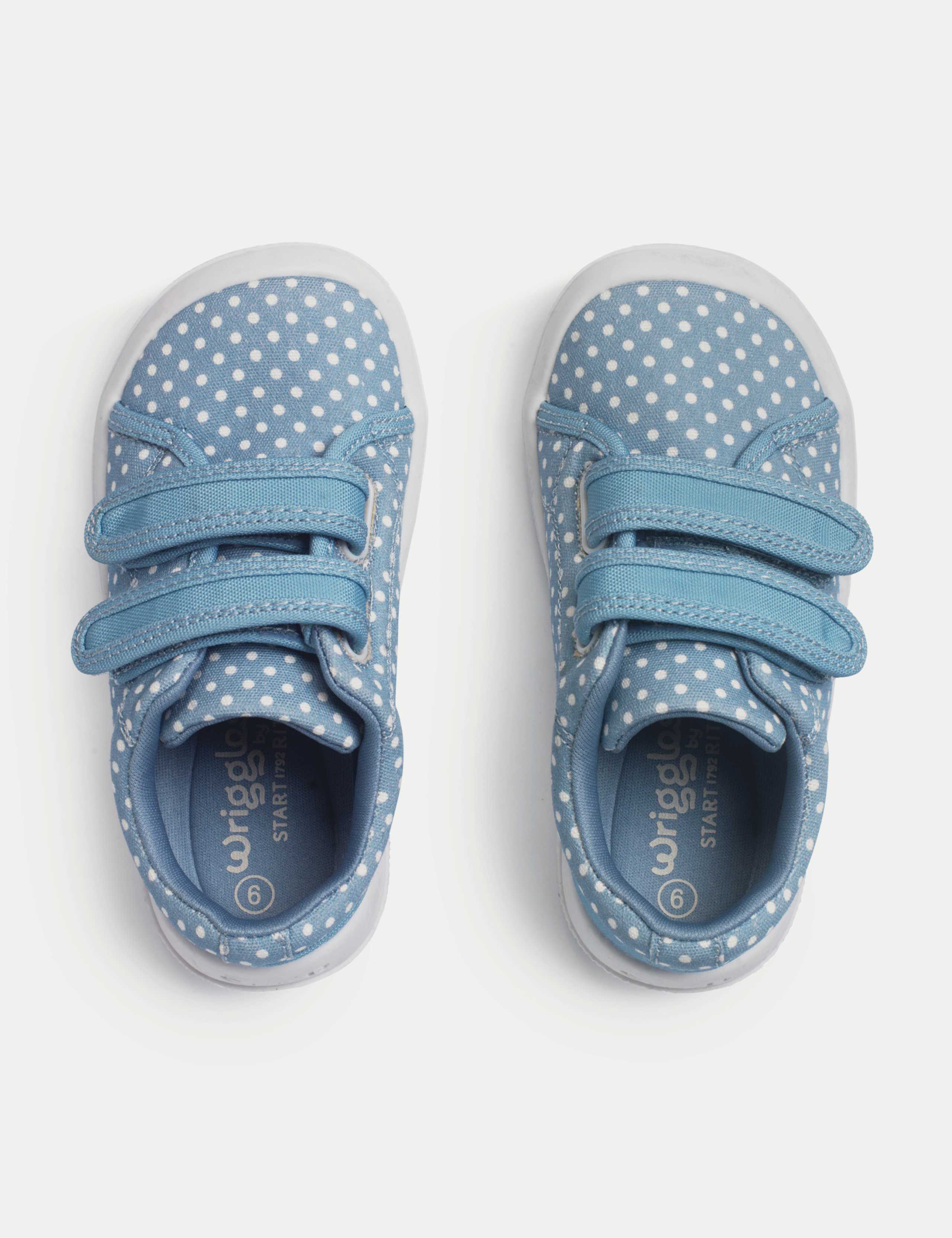 Kids' Canvas Polka Dot Riptape Trainers (3 Small - 7 Small) 2 of 6