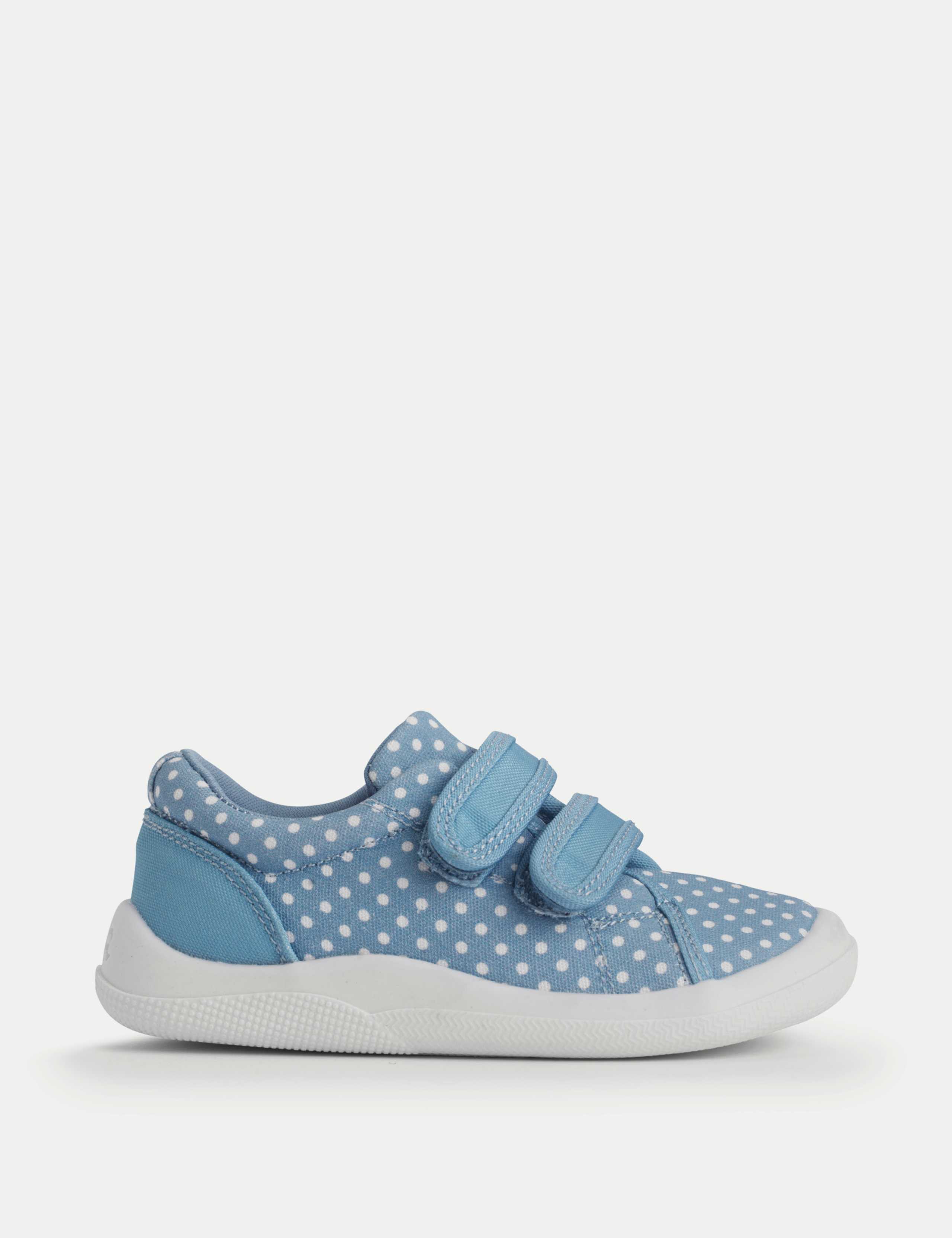 Kids' Canvas Polka Dot Riptape Trainers (3 Small - 7 Small) 1 of 6