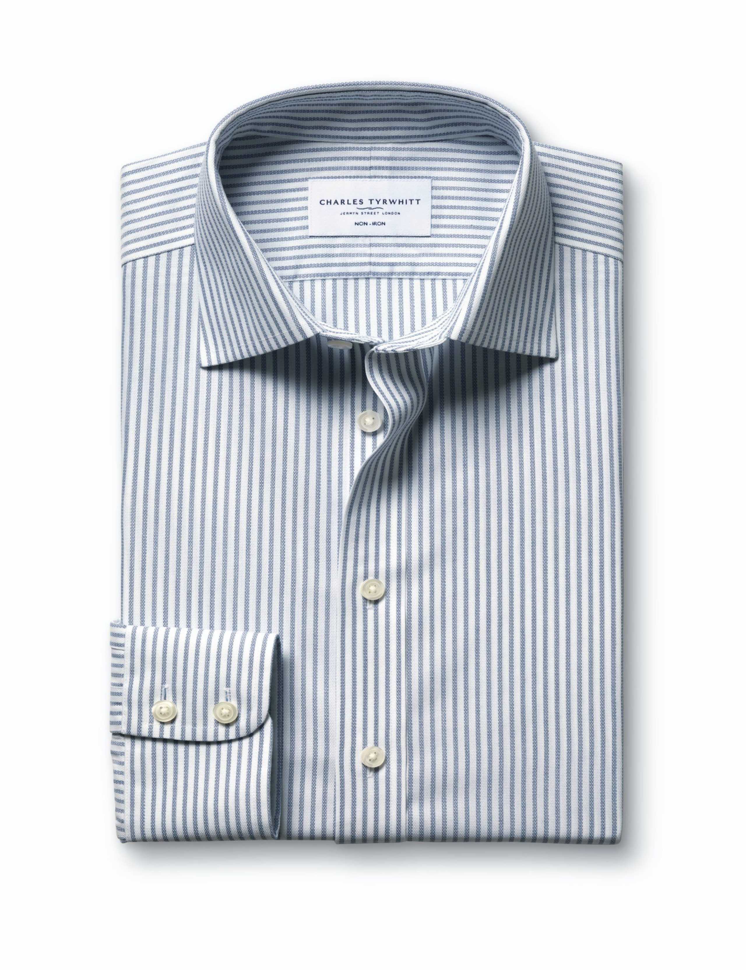 Slim Fit Non Iron Pure Cotton Striped Shirt 2 of 7