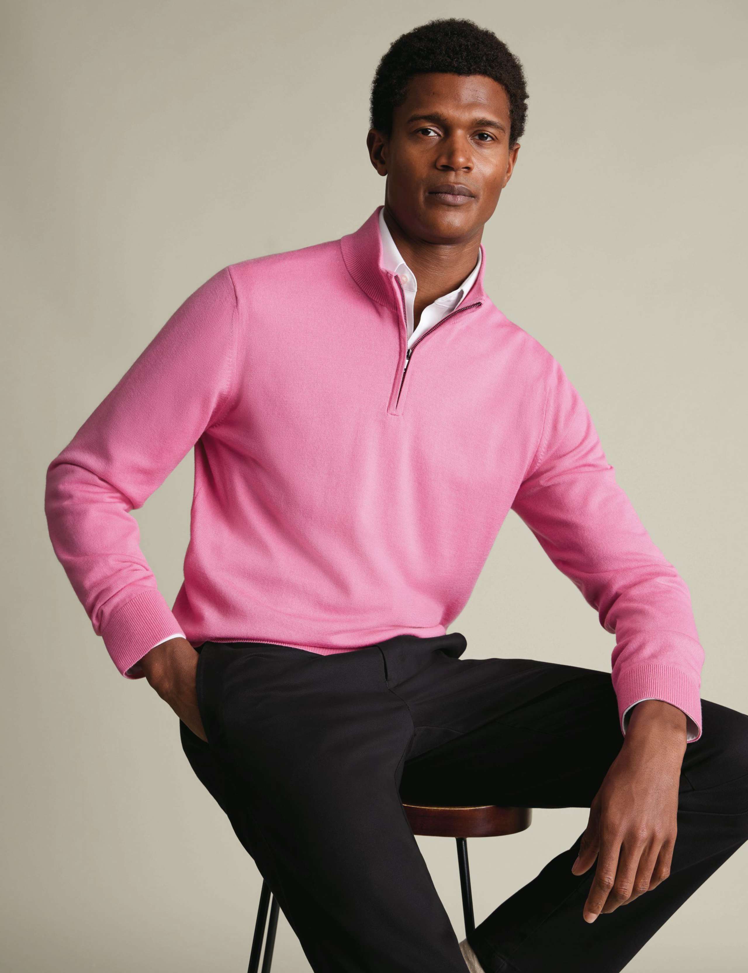 Pure Extra Fine Merino Wool Half Zip Jumper 1 of 5