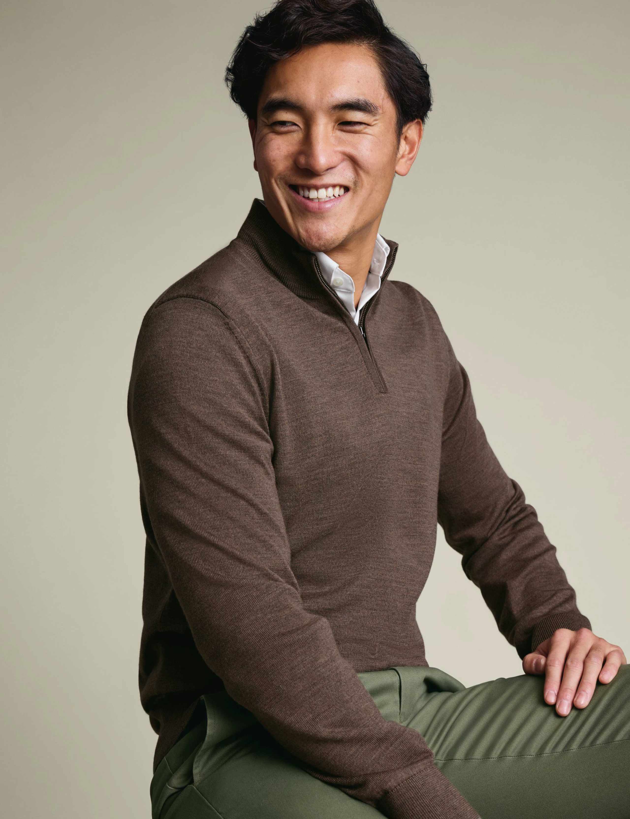 Pure Extra Fine Merino Wool Half Zip Jumper 1 of 6