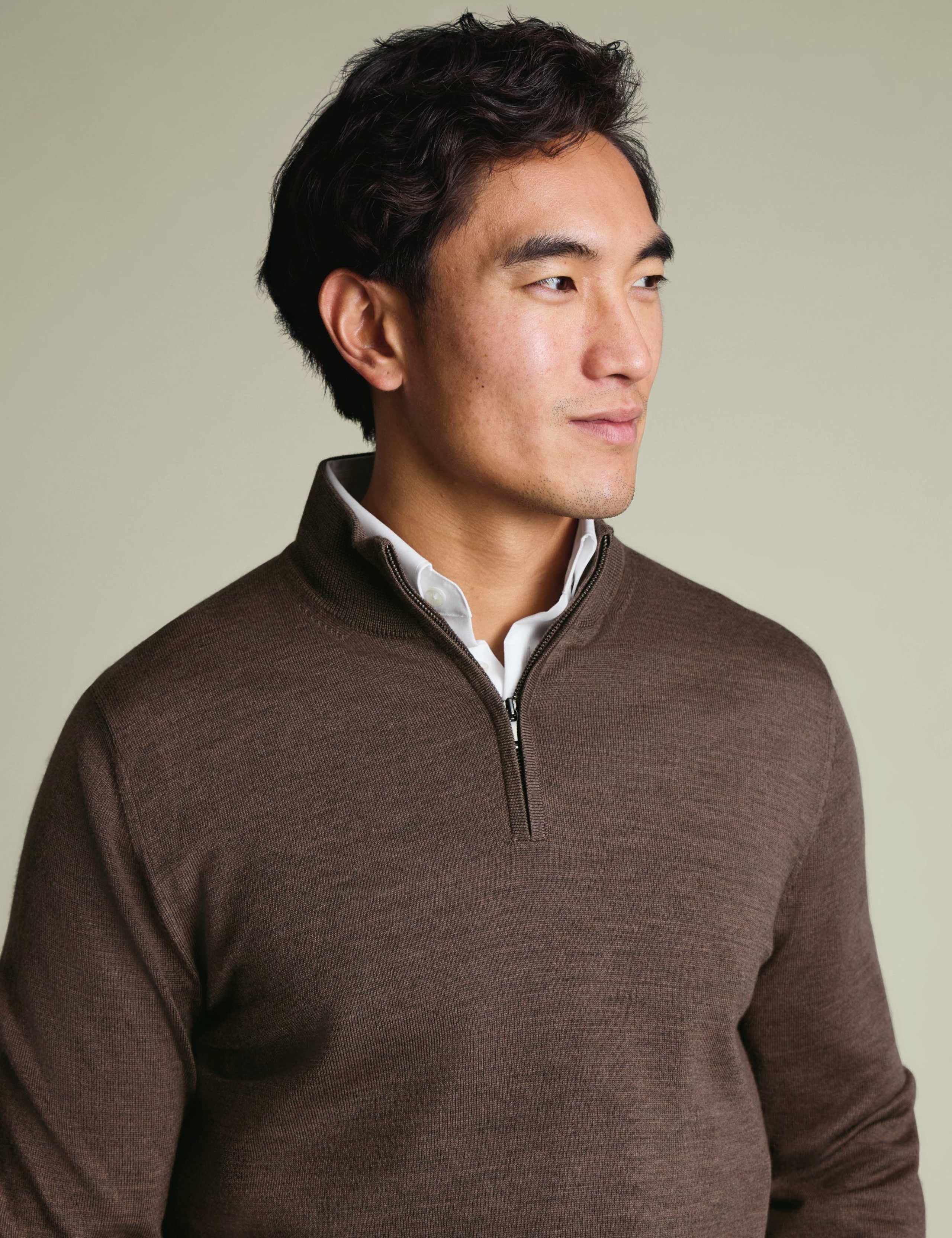 Pure Extra Fine Merino Wool Half Zip Jumper 3 of 6