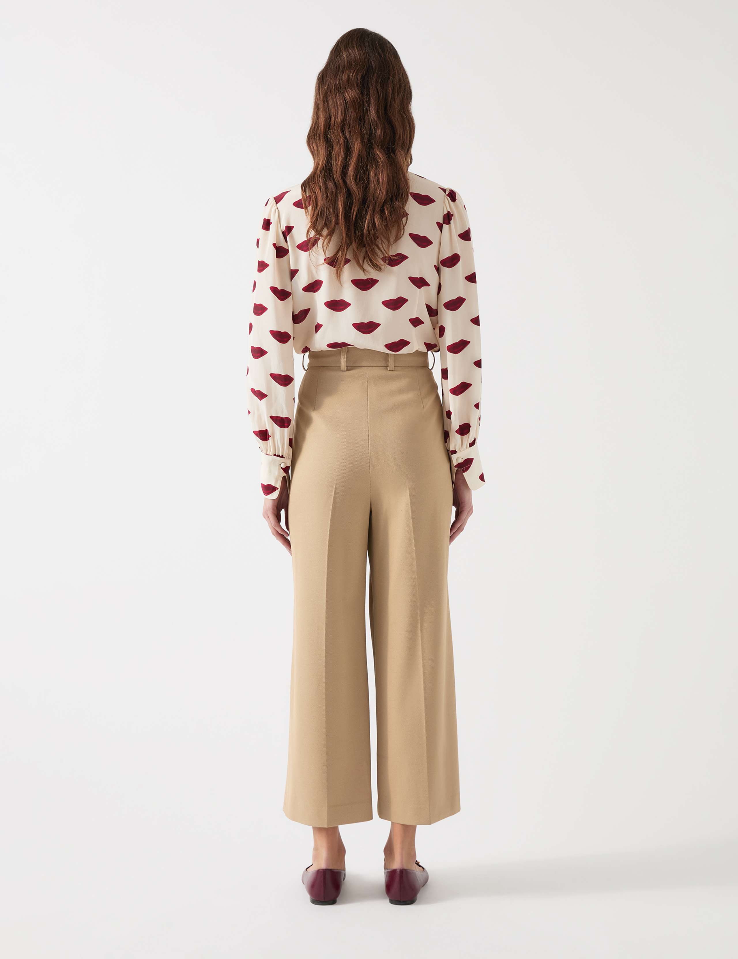 Twill Wide Leg Button Waist Trousers 2 of 3