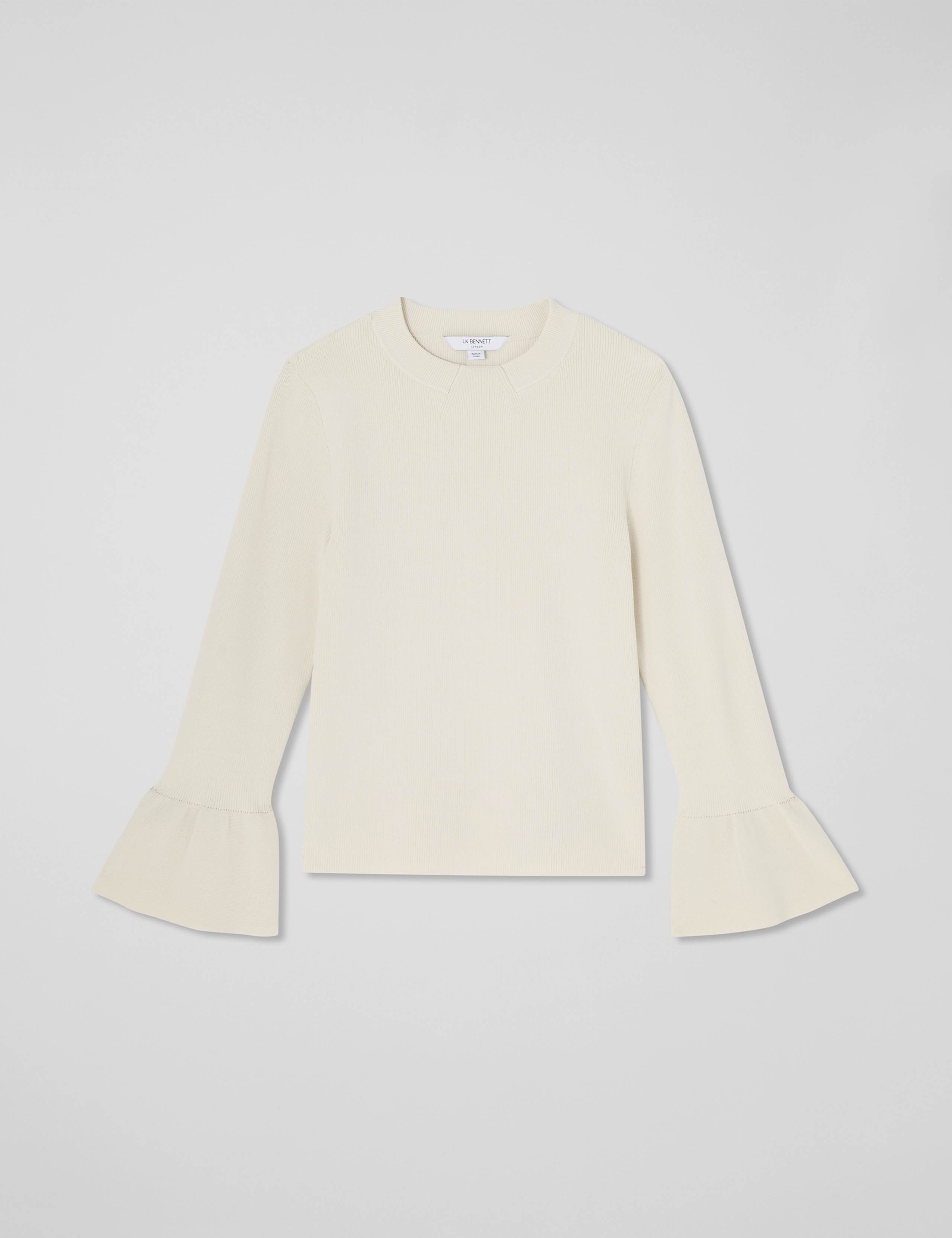 Knitted Crew Neck Bell Sleeve Jumper 2 of 4