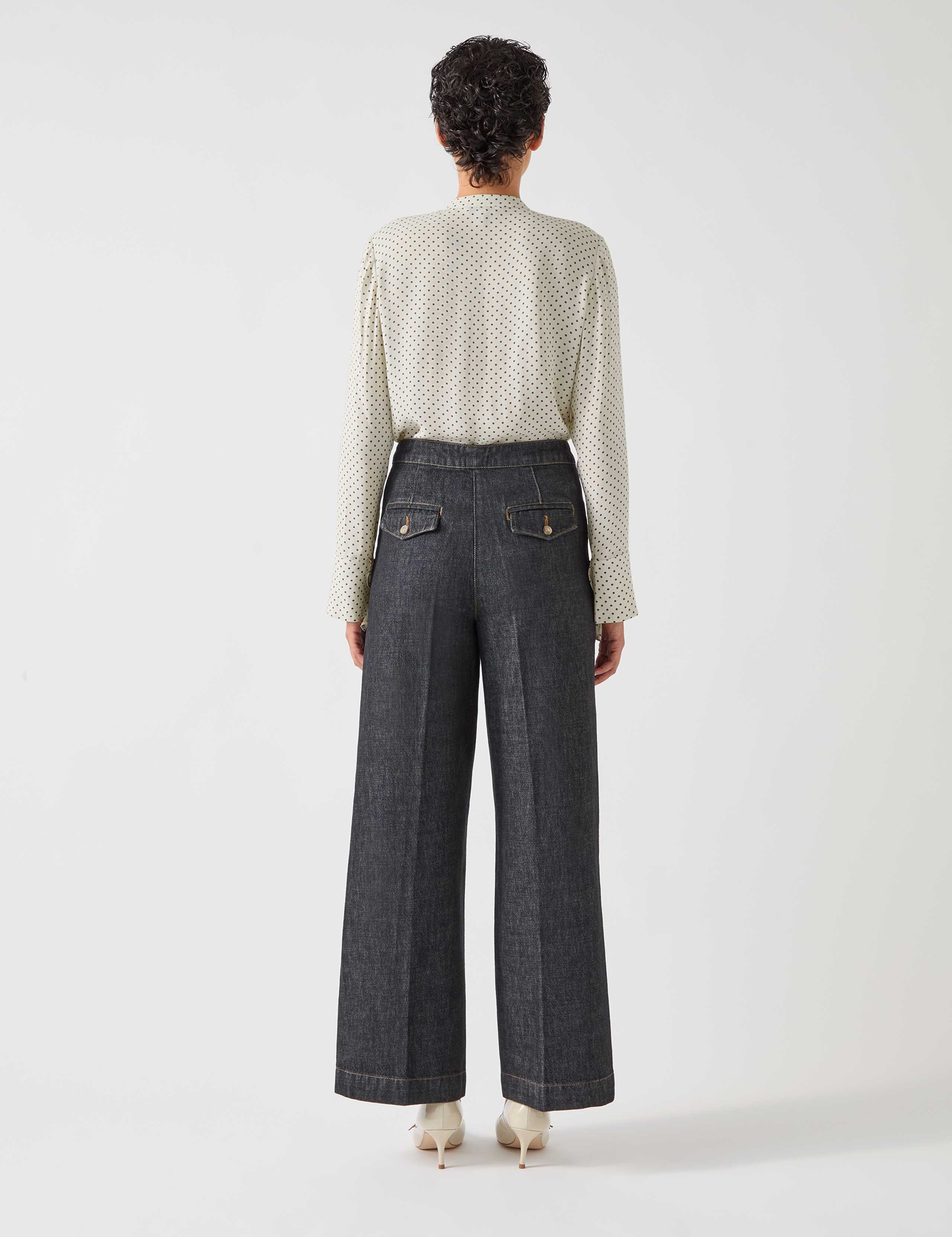 Polka Dot Crew Neck Frill Detail Blouse 3 of 4