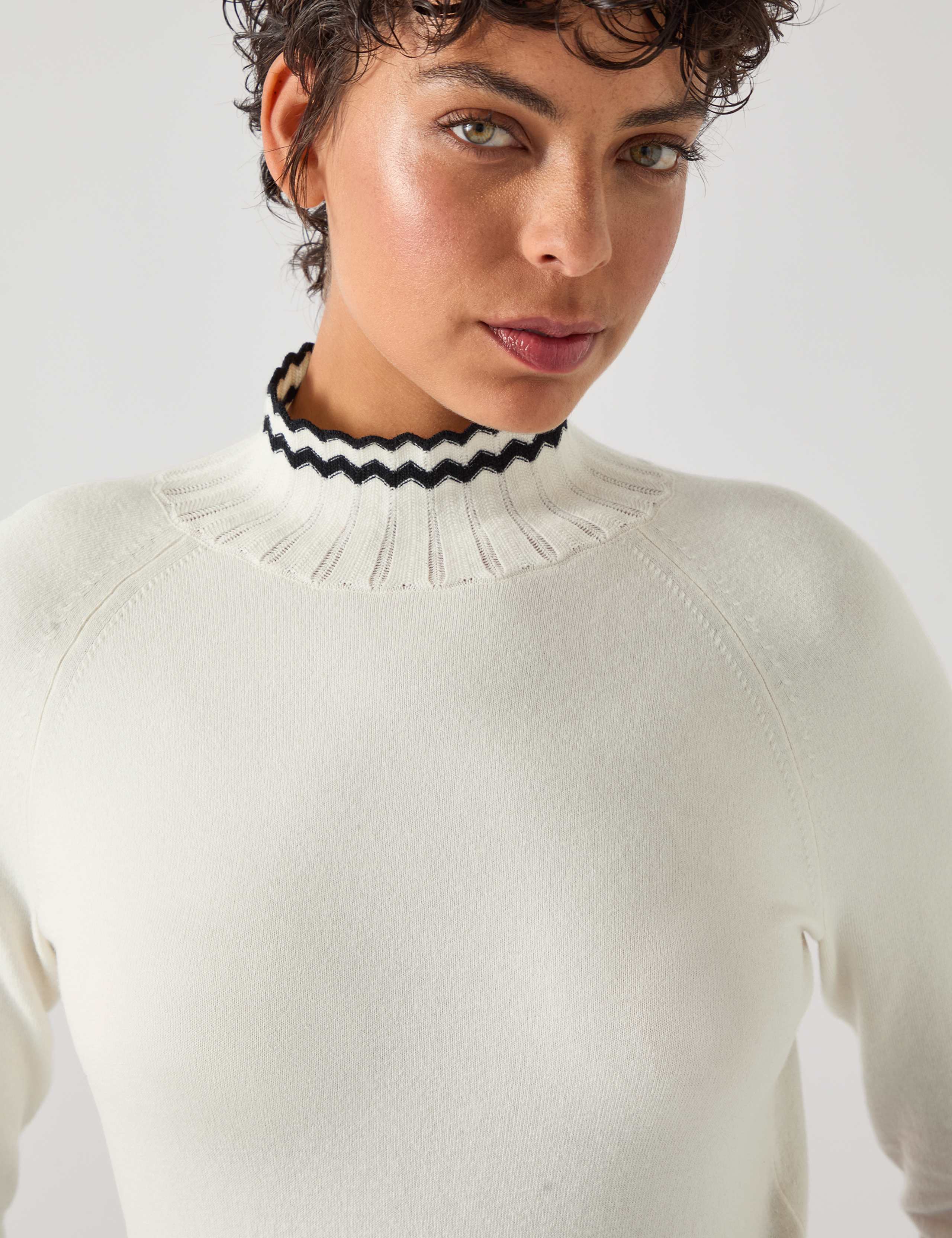 Cotton Rich Funnel Neck Zig Zag Jumper 4 of 4