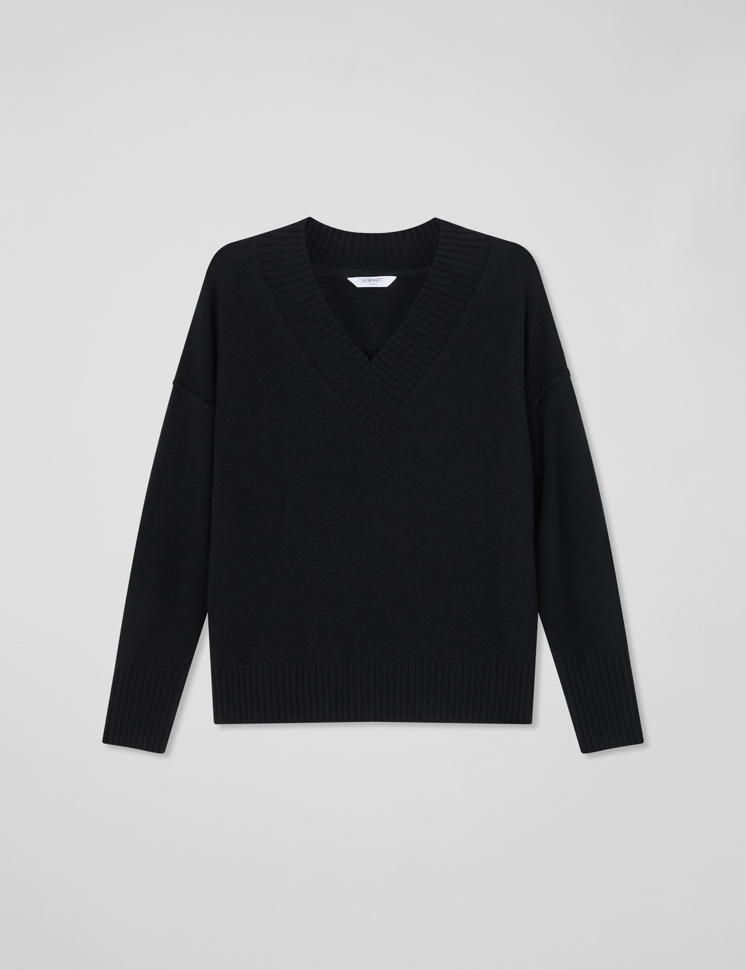 Merino Wool Blend V-Neck Split Hem Jumper 2 of 4