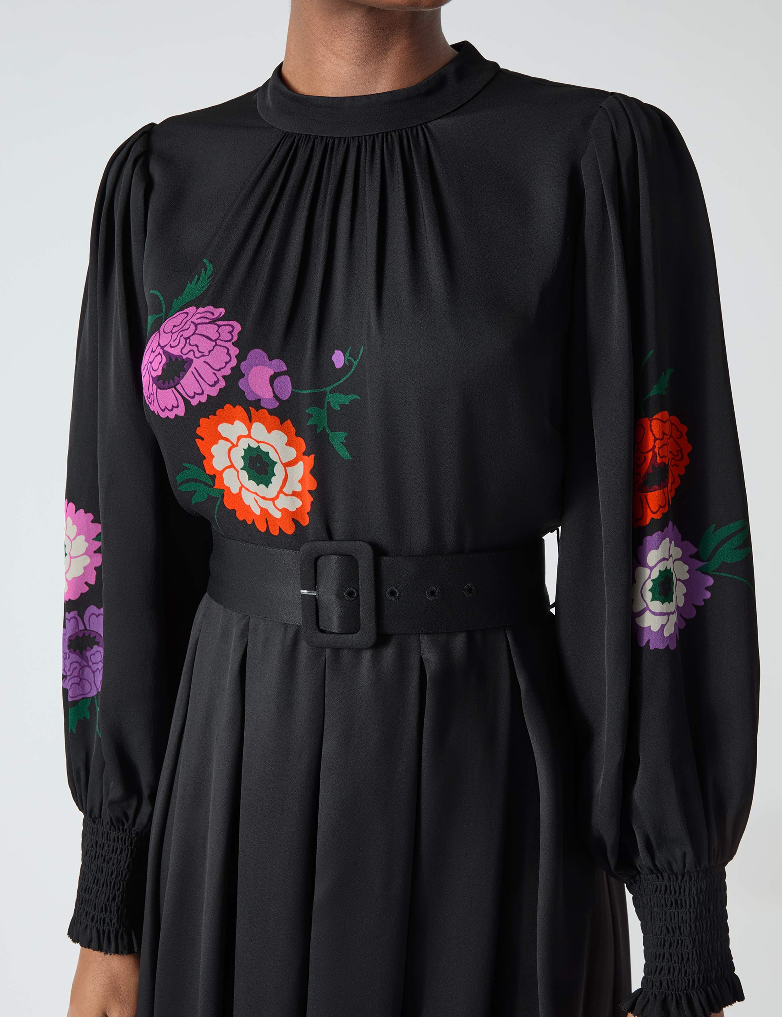 Floral Belted Midi Waisted Dress 4 of 4