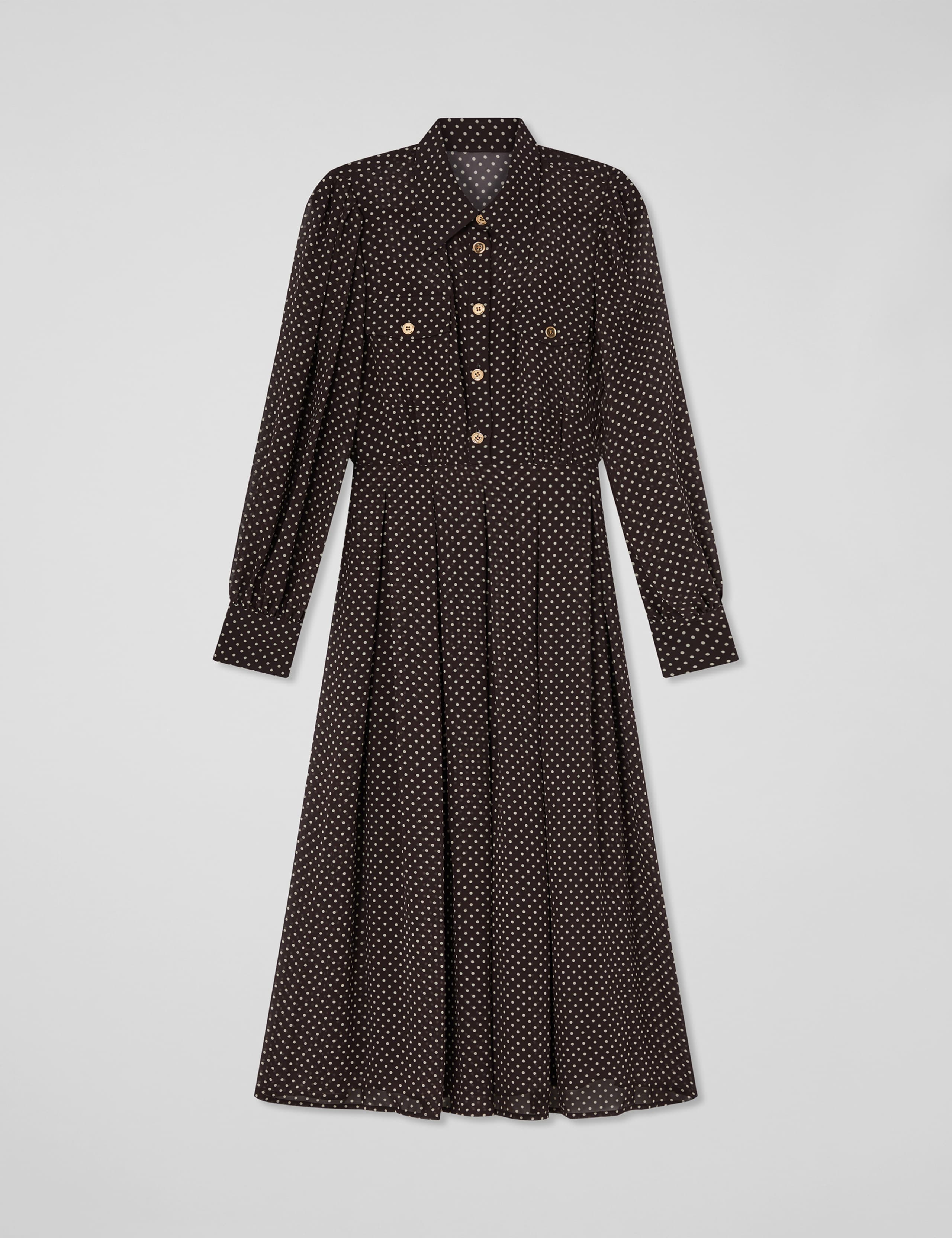 Polka Dot Button Detail Midi Shirt Dress 2 of 4