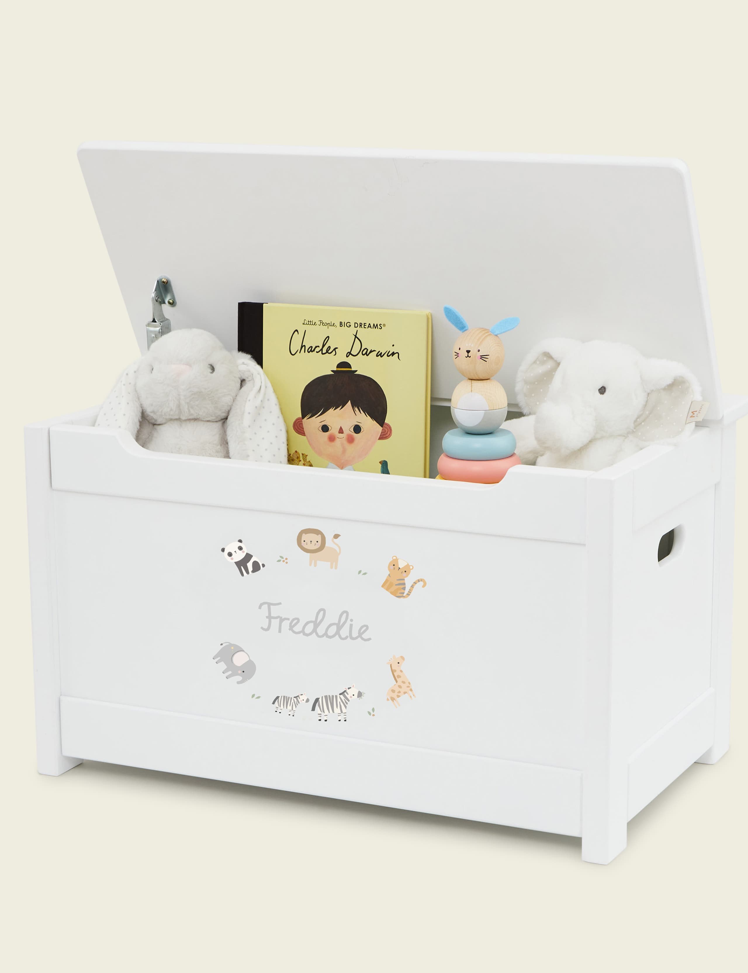 Personalised Born To Be Loved Safari Design White Toy Box 3 of 3