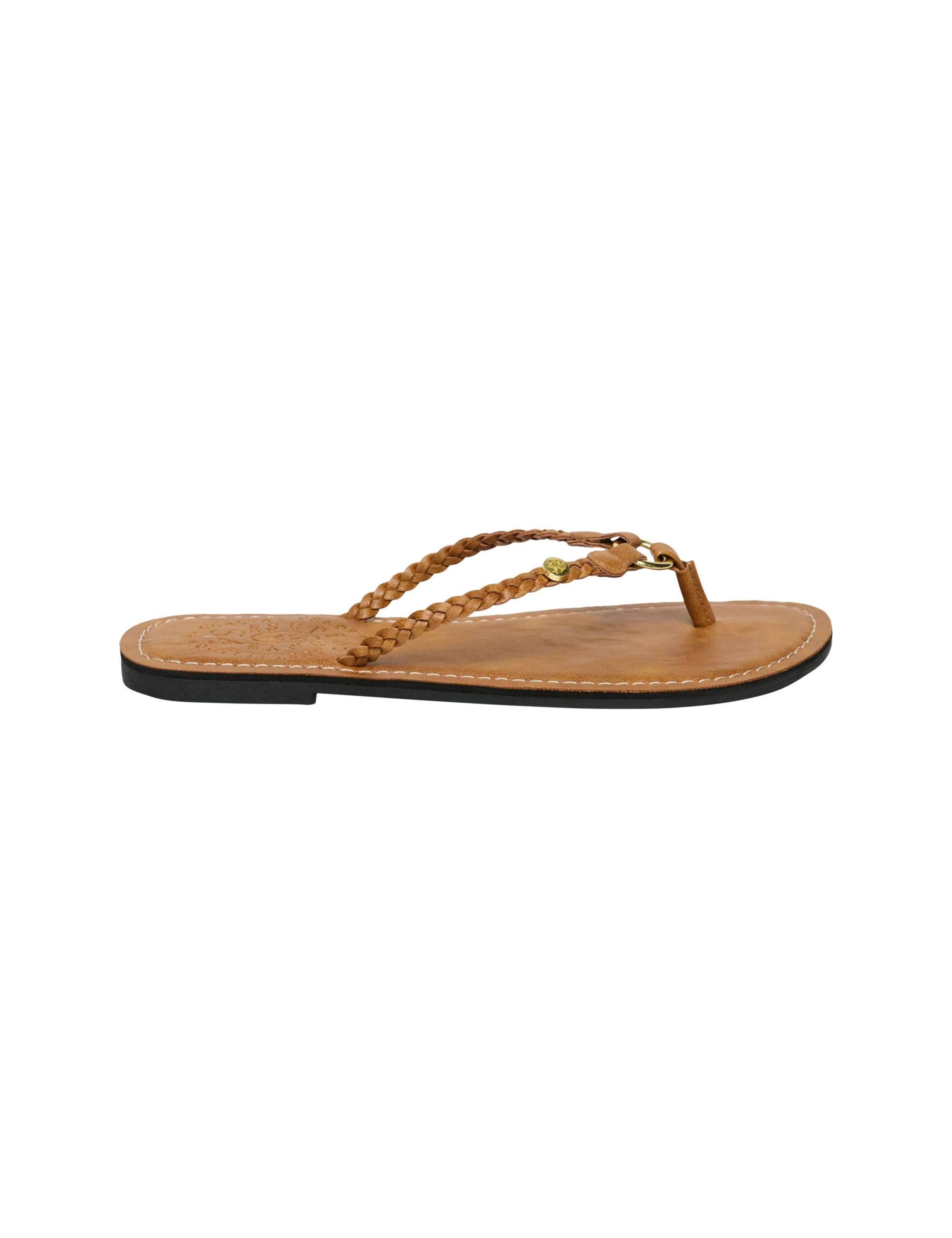 Faux Leather Braided Flat Flip Flop Sandals 2 of 9