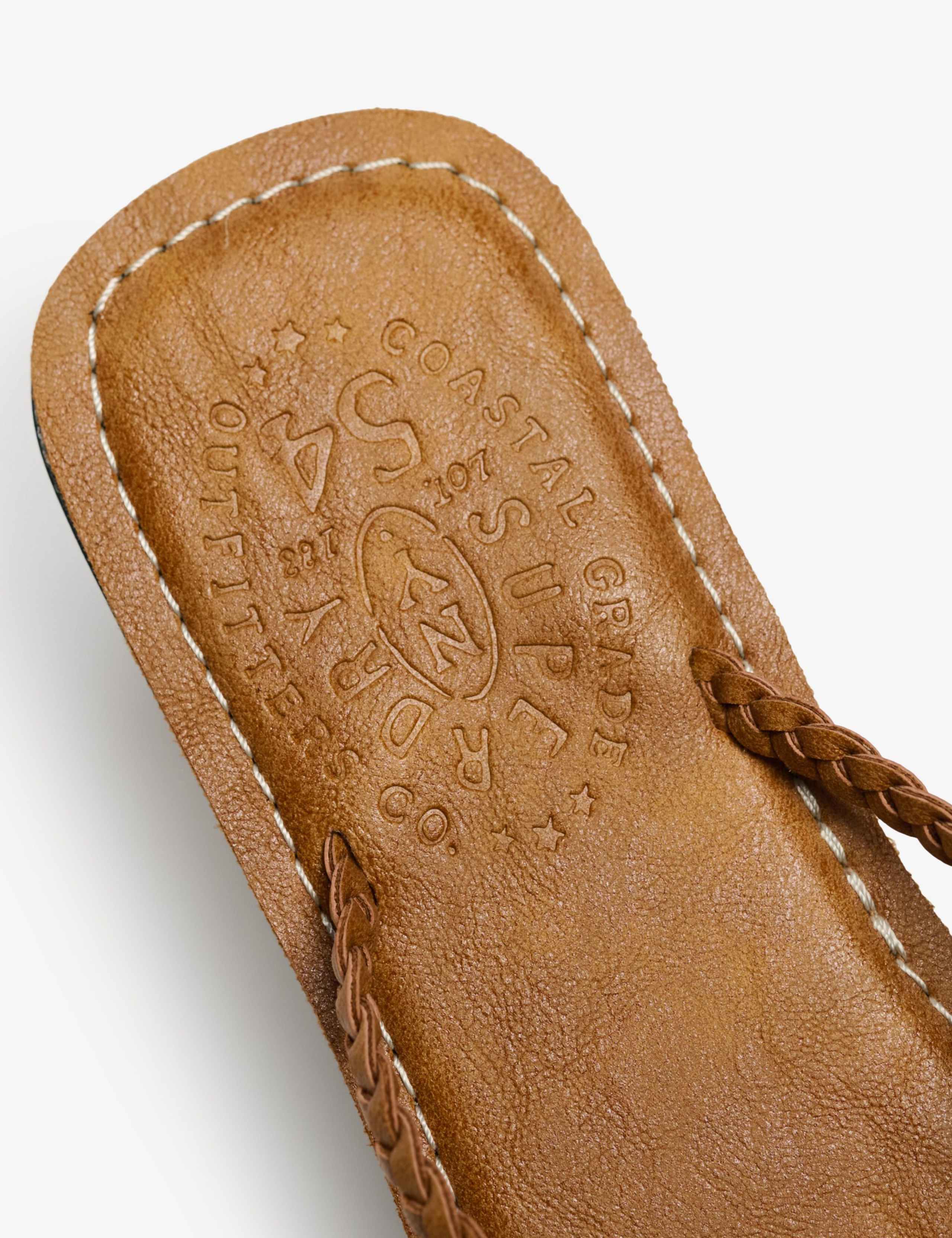 Faux Leather Braided Flat Flip Flop Sandals 8 of 9