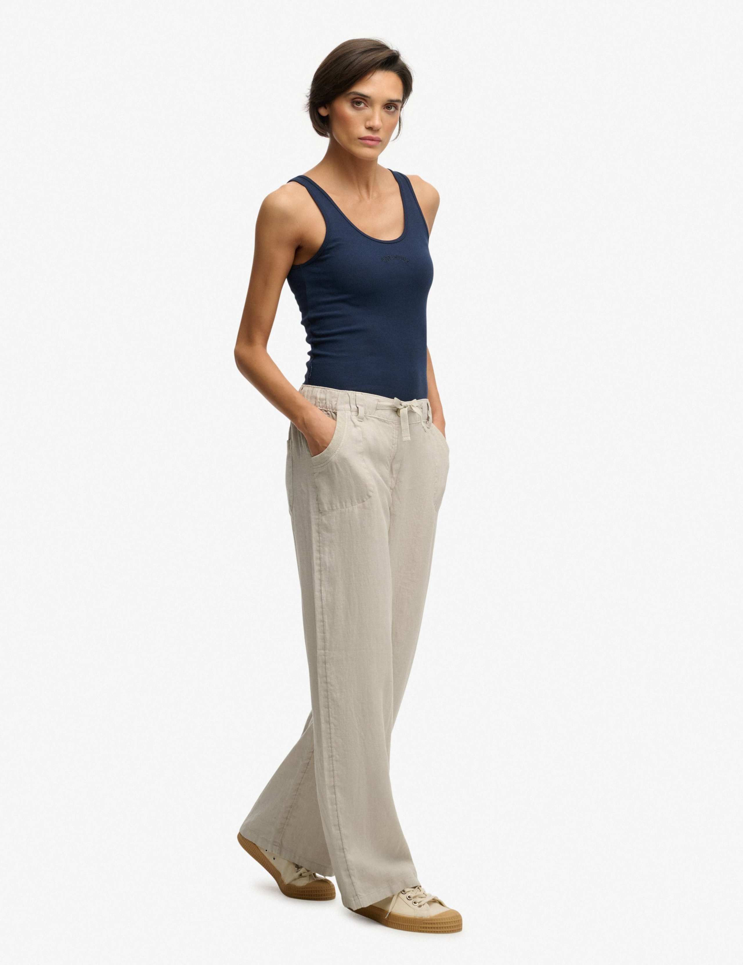 Pure Linen Low Rise Wide Leg Trousers 3 of 7