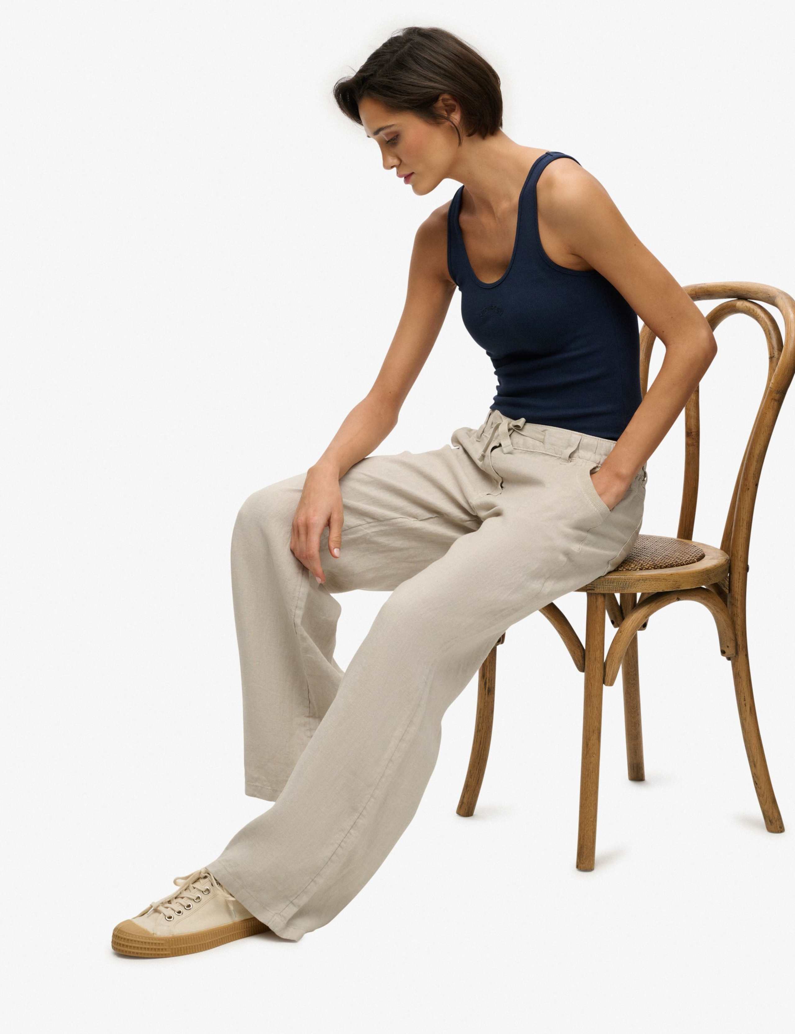 Pure Linen Low Rise Wide Leg Trousers 7 of 7