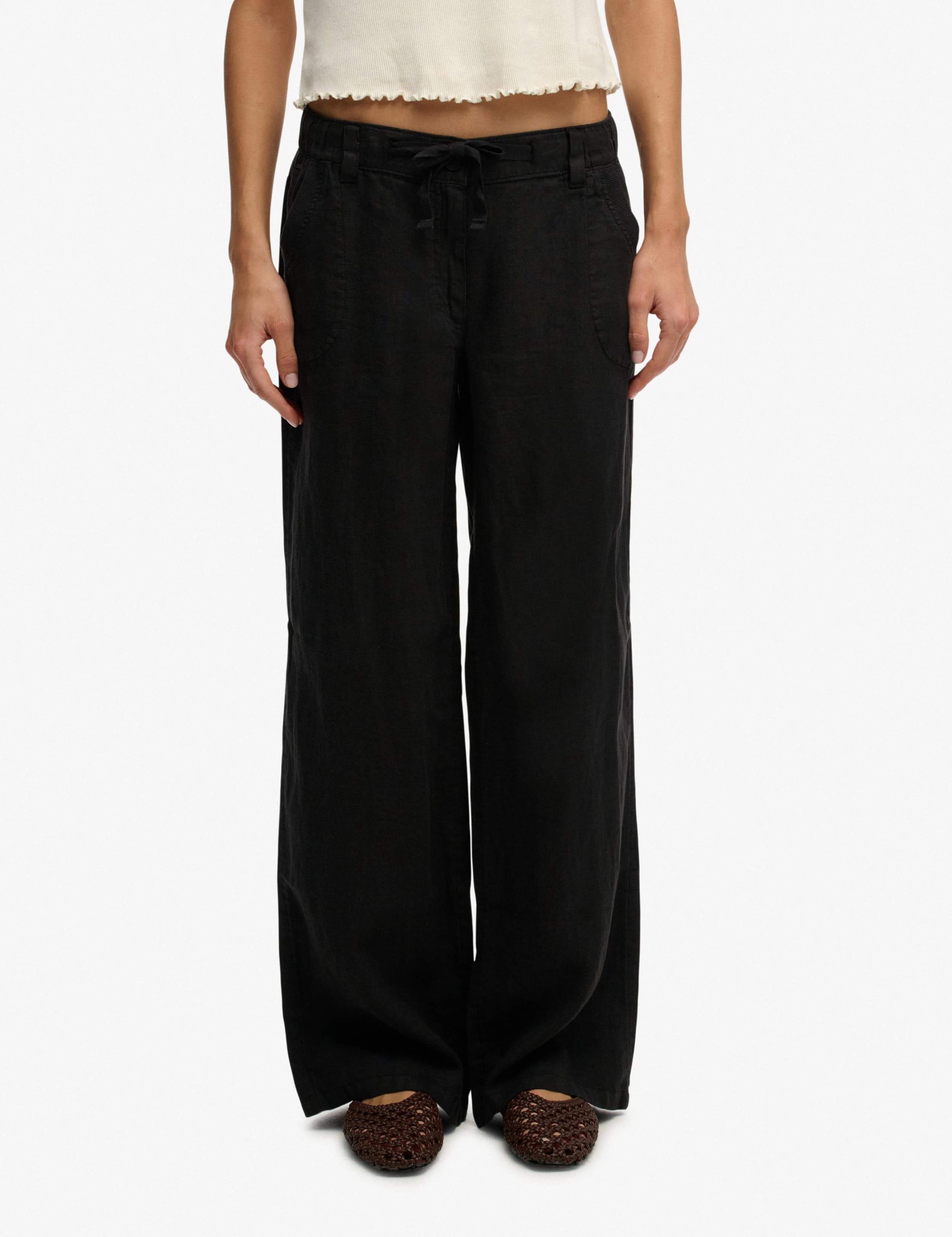 Pure Linen Low Rise Wide Leg Trousers 2 of 6