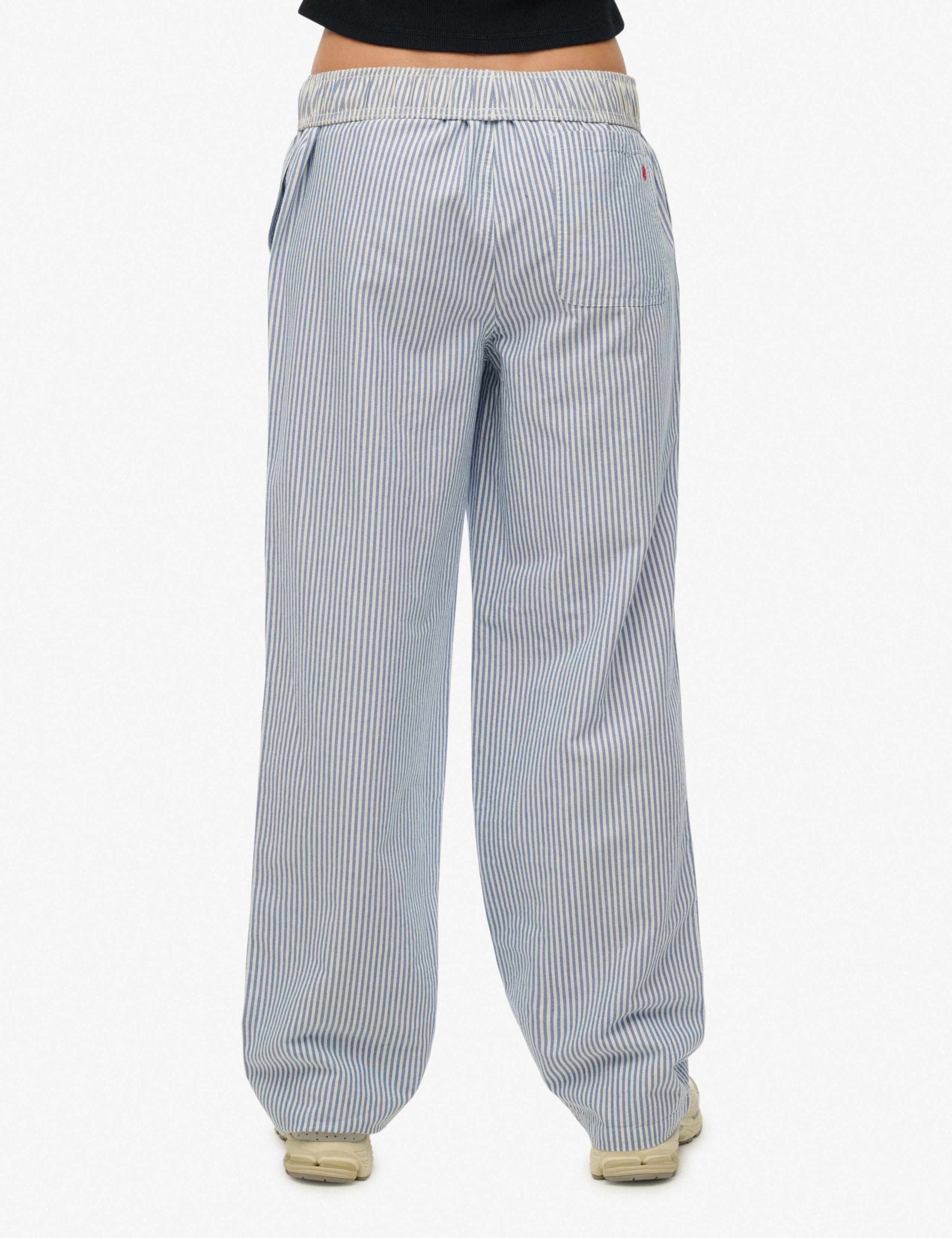 Pure Cotton Striped Elasticated Waist Trousers 3 of 6