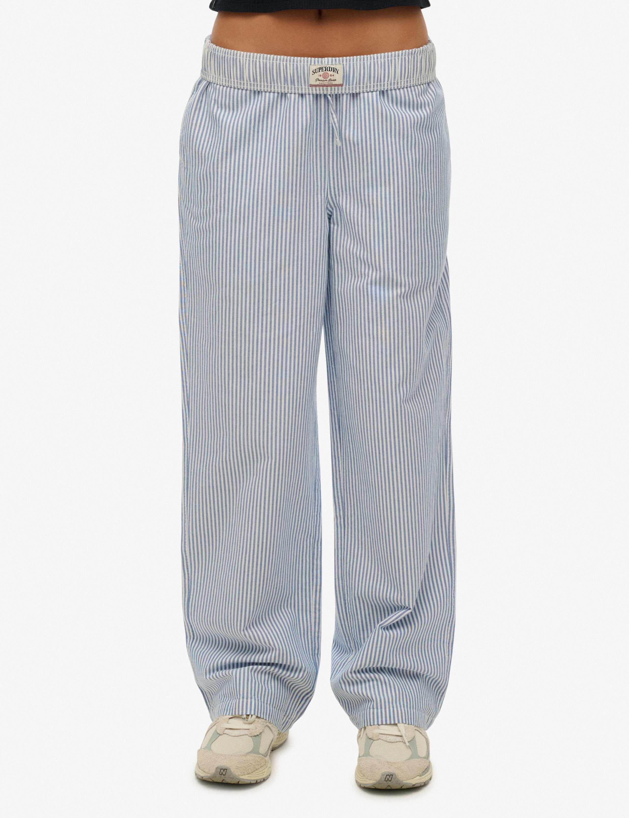 Pure Cotton Striped Elasticated Waist Trousers 5 of 6