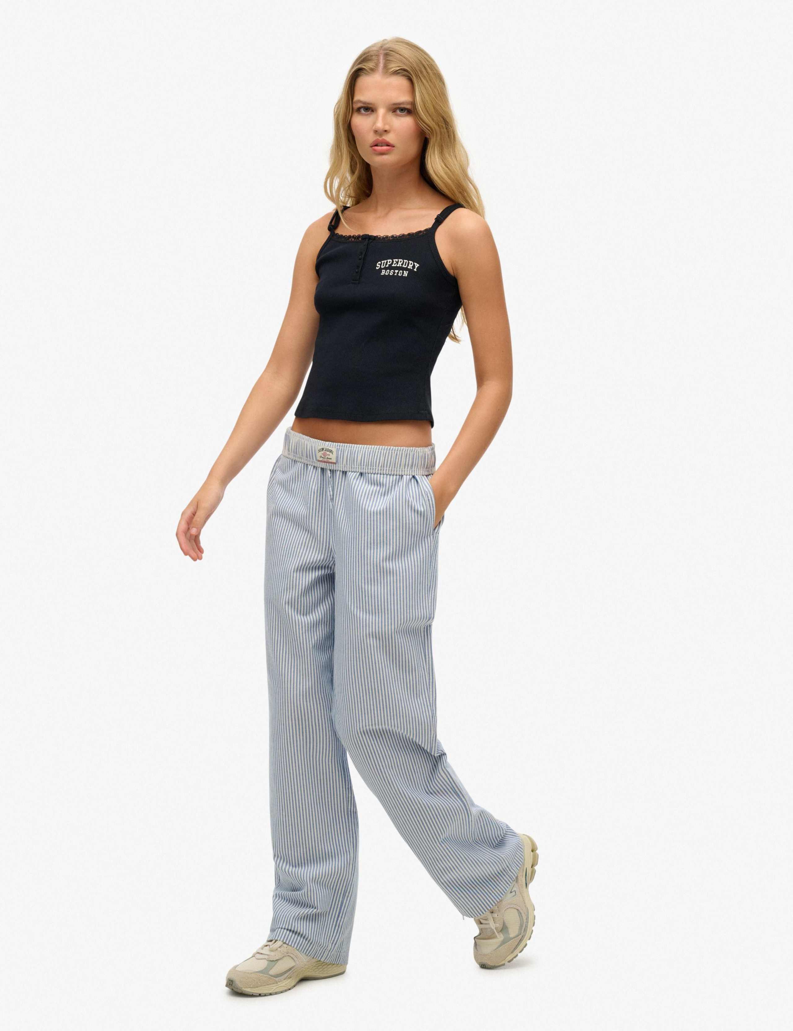 Pure Cotton Striped Elasticated Waist Trousers 6 of 6