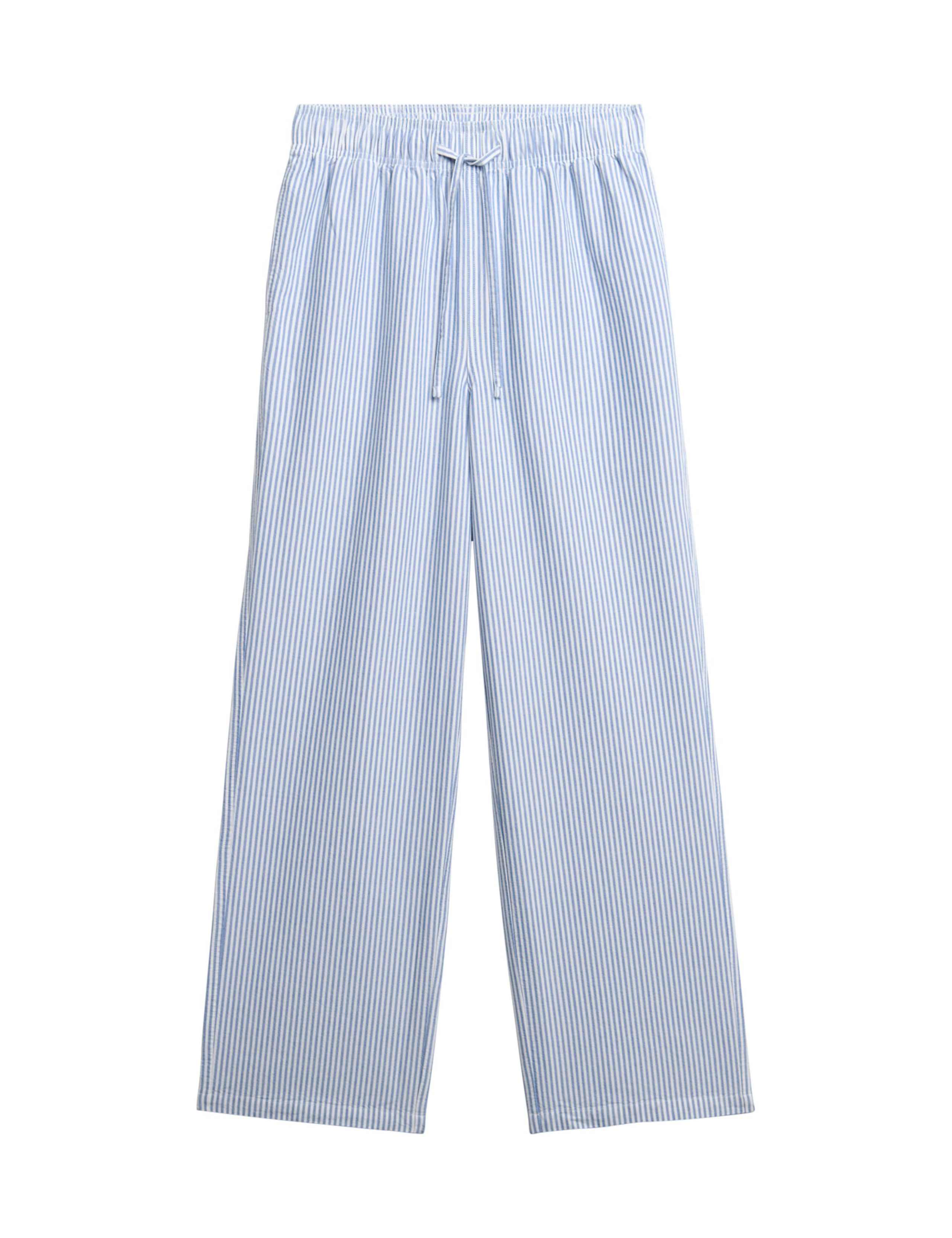 Pure Cotton Striped Elasticated Waist Trousers 2 of 6