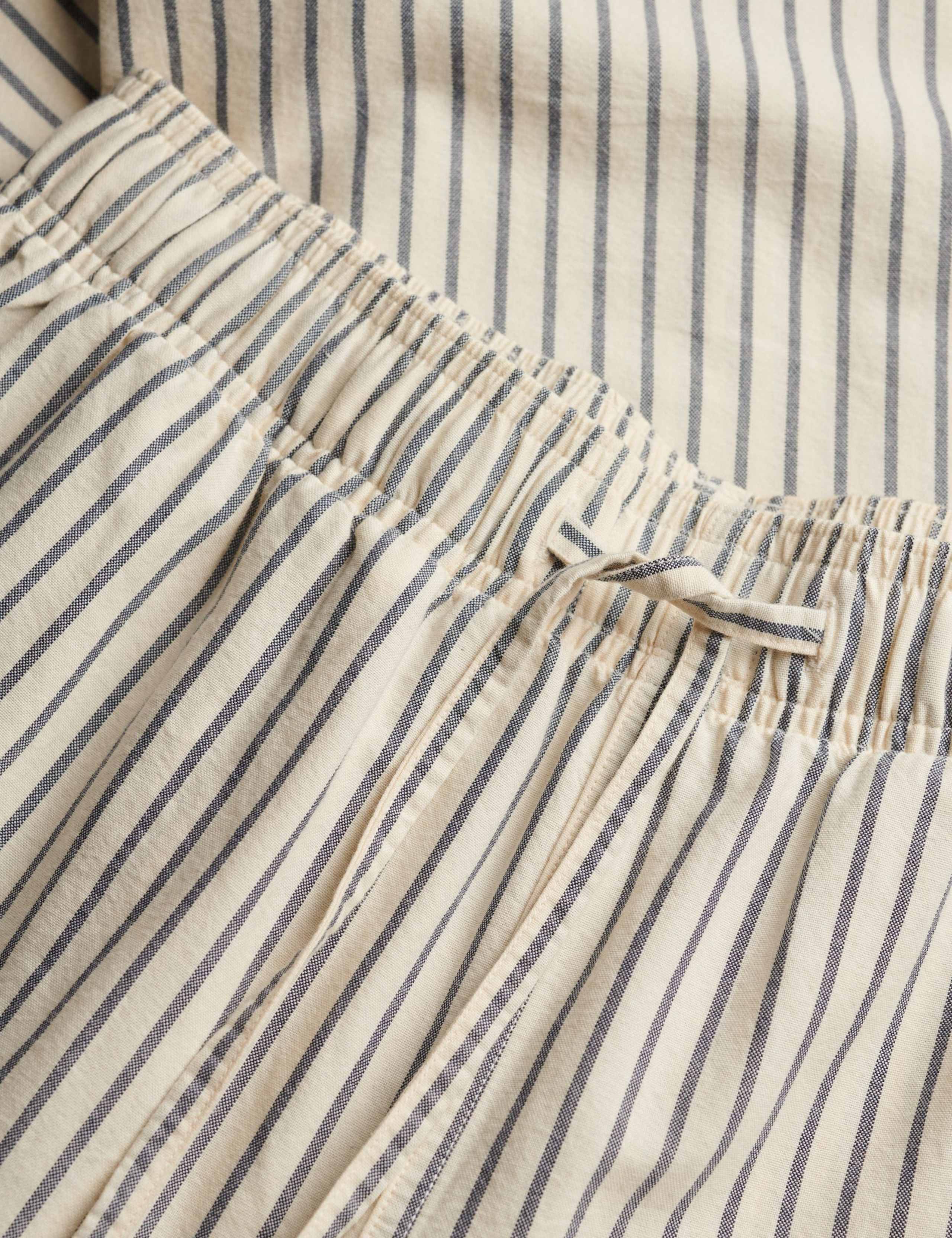 Pure Cotton Striped Elasticated Waist Trousers 2 of 7