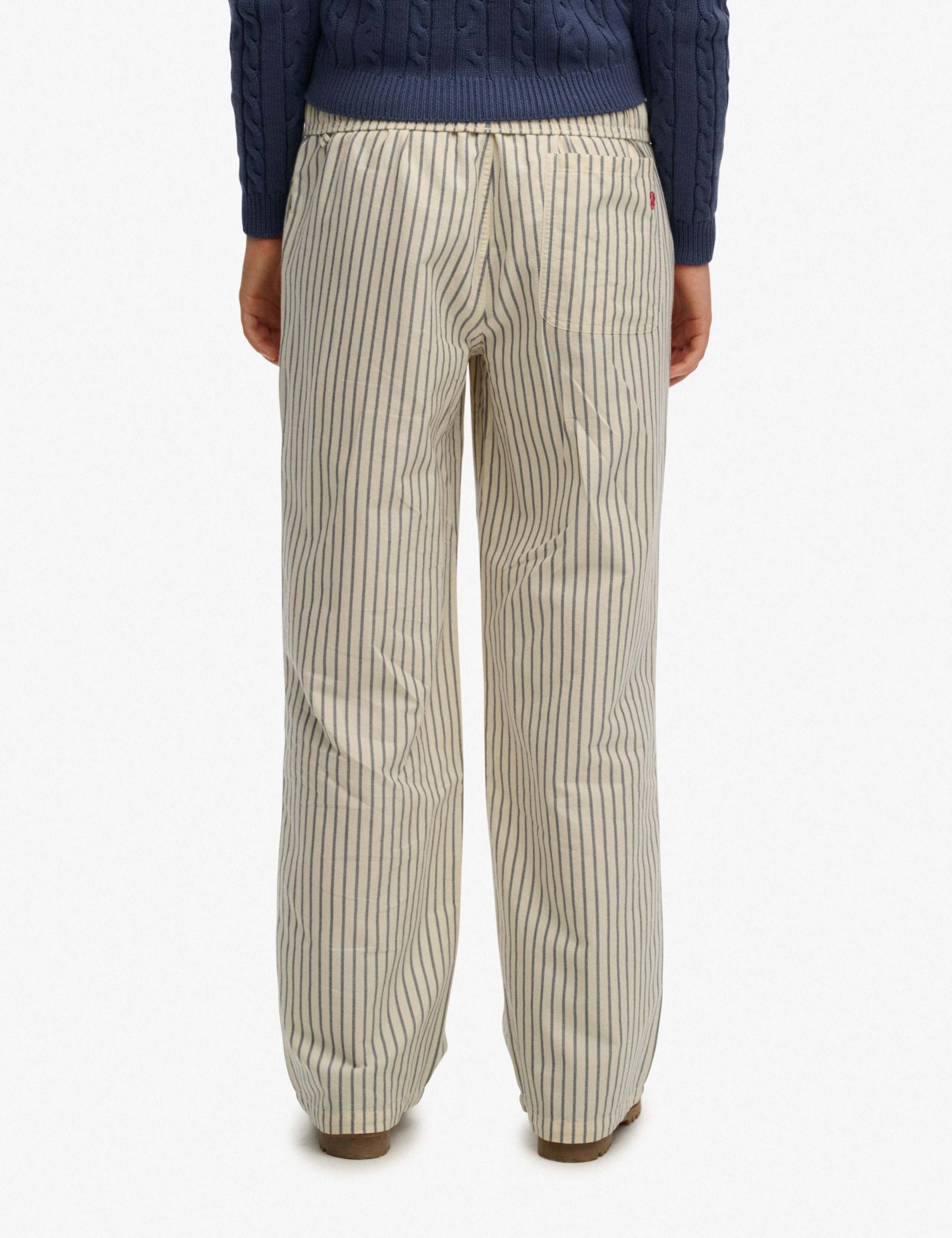 Pure Cotton Striped Elasticated Waist Trousers 5 of 7