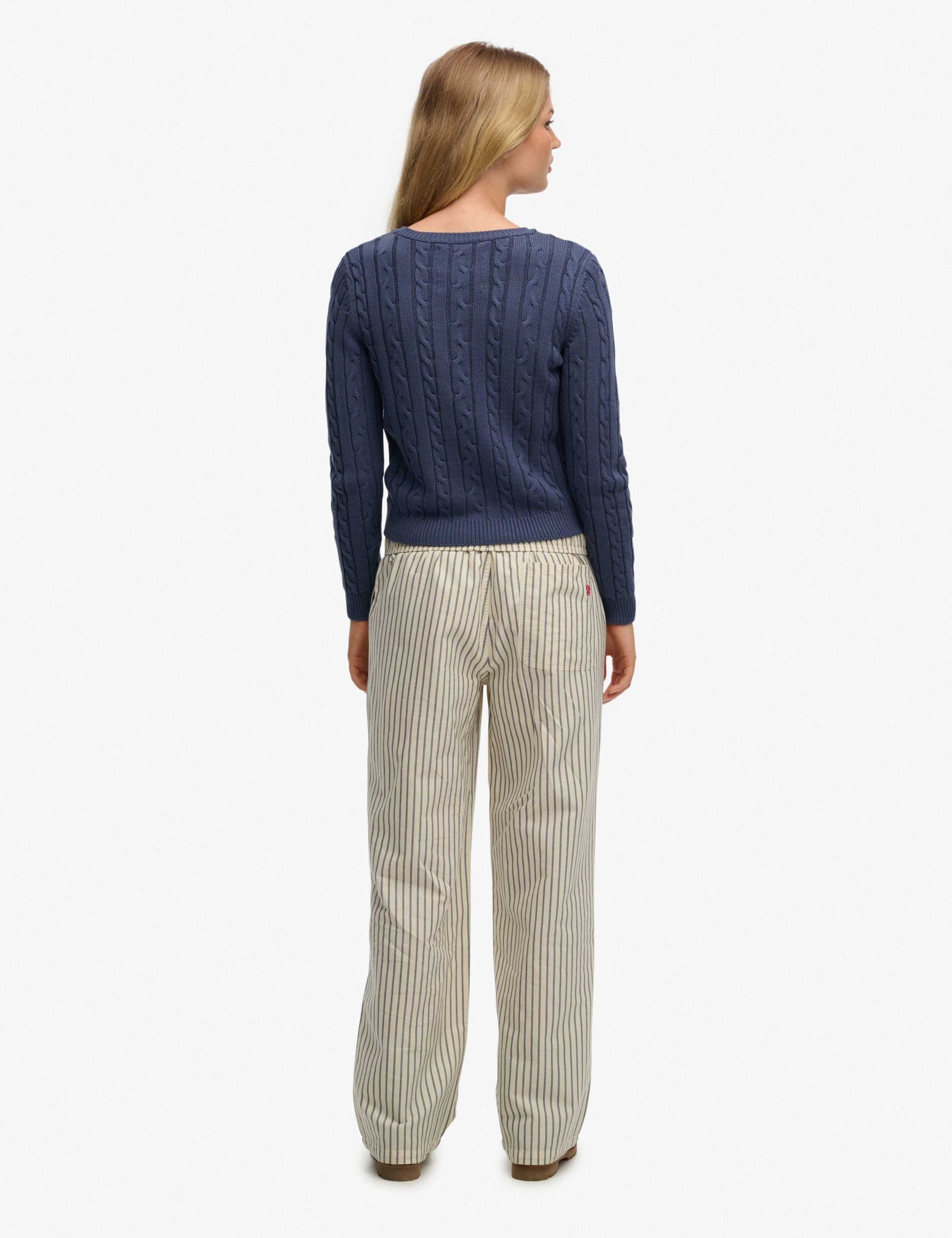 Pure Cotton Striped Elasticated Waist Trousers 6 of 7