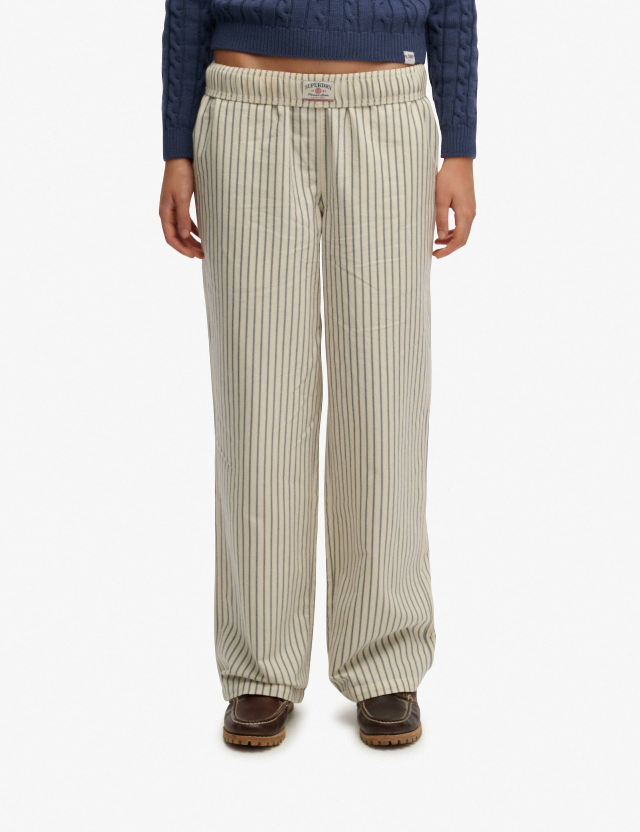 Pure Cotton Striped Elasticated Waist Trousers 7 of 7