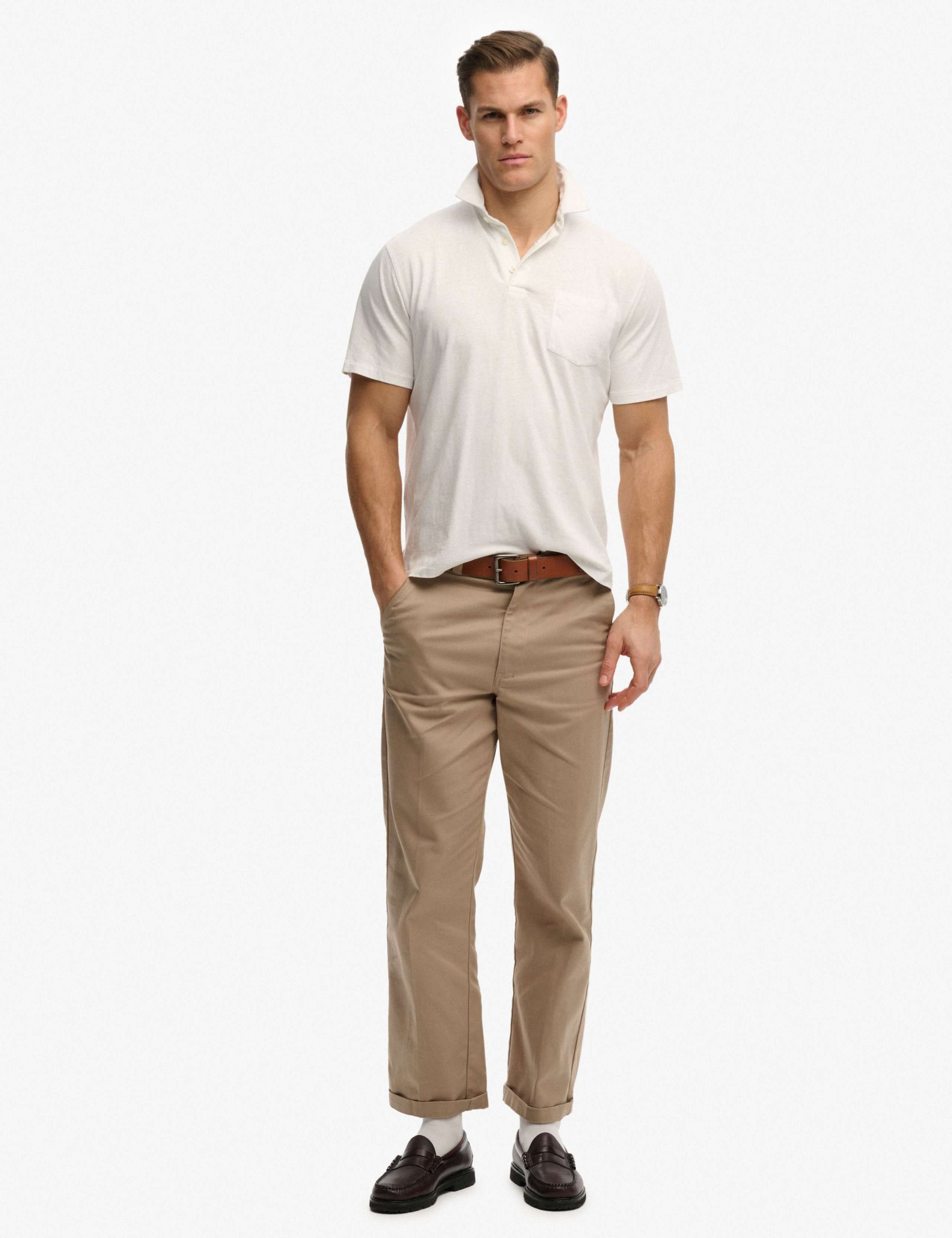 Slim Fit Cotton Rich Polo Shirt with Linen 4 of 5