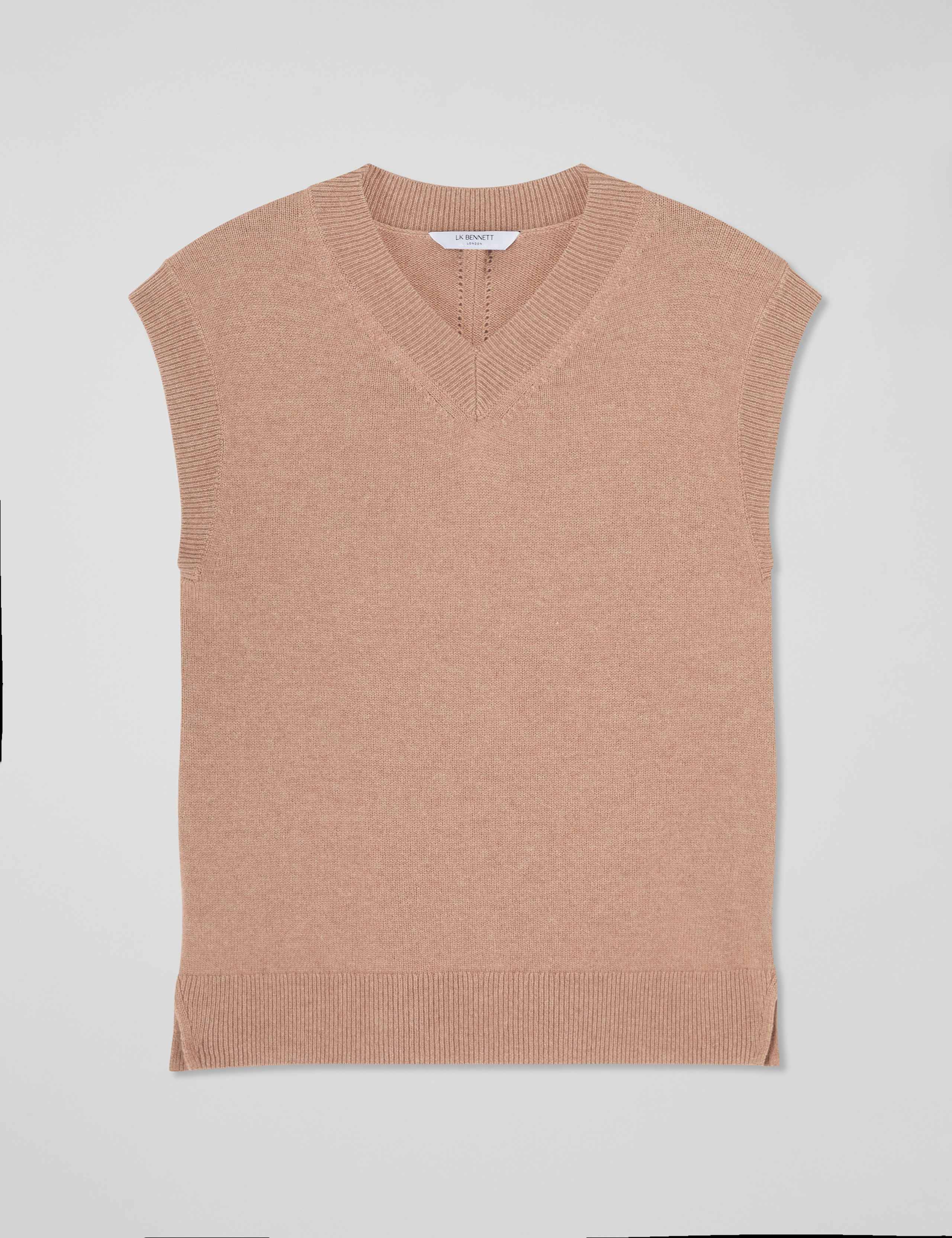 Merino Wool Rich V-Neck Knitted Vest 2 of 4