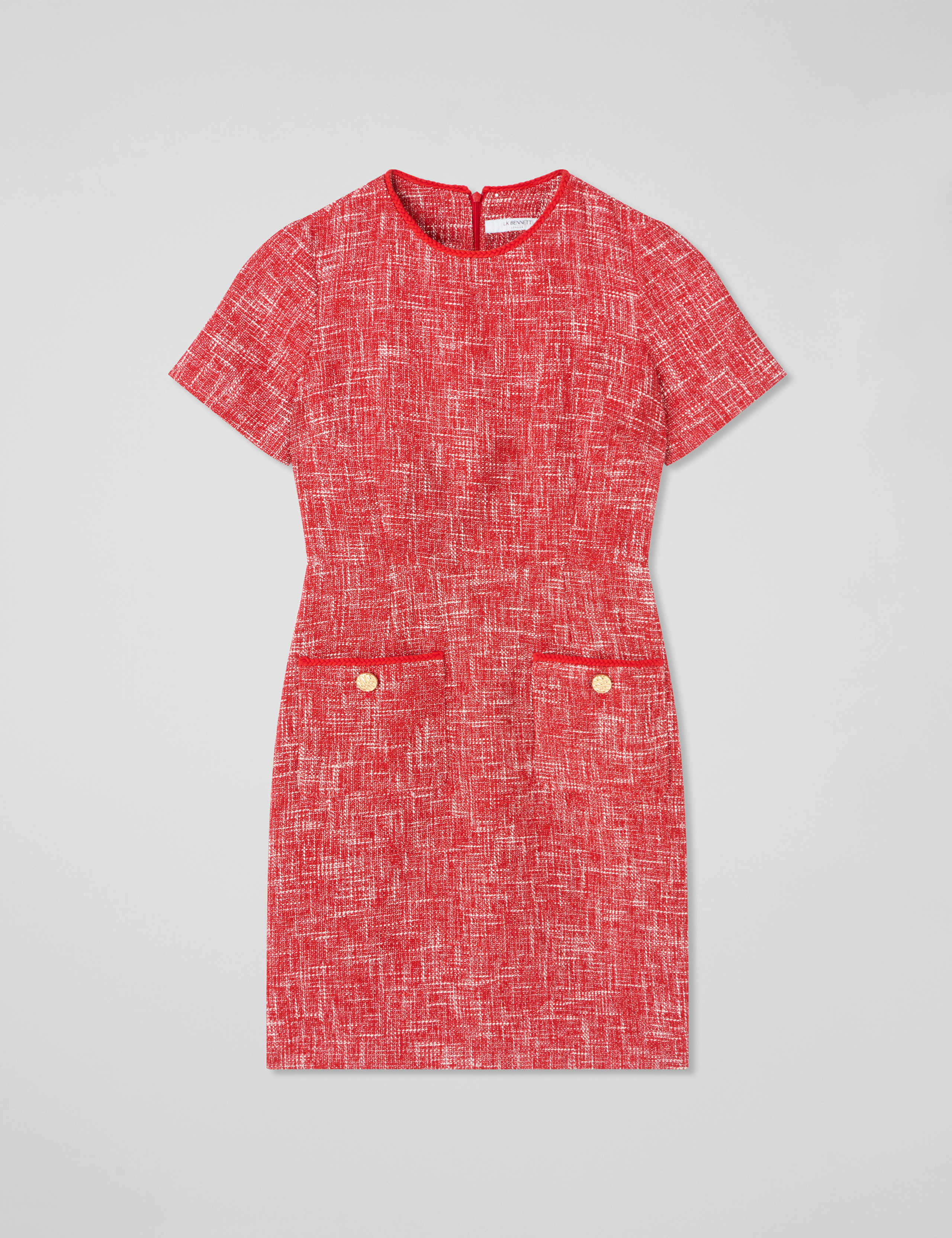 Tweed Button Detail Mini Tailored Dress 2 of 4