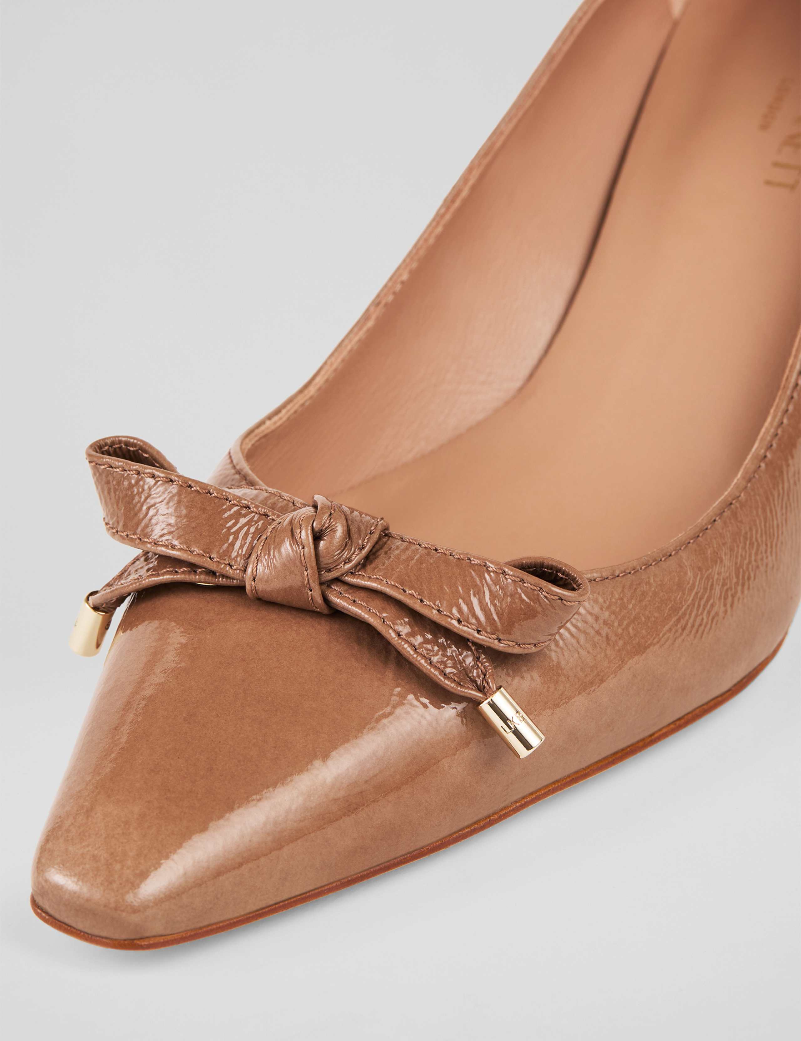 Leather Patent Bow Kitten Heel Court Shoes 4 of 4