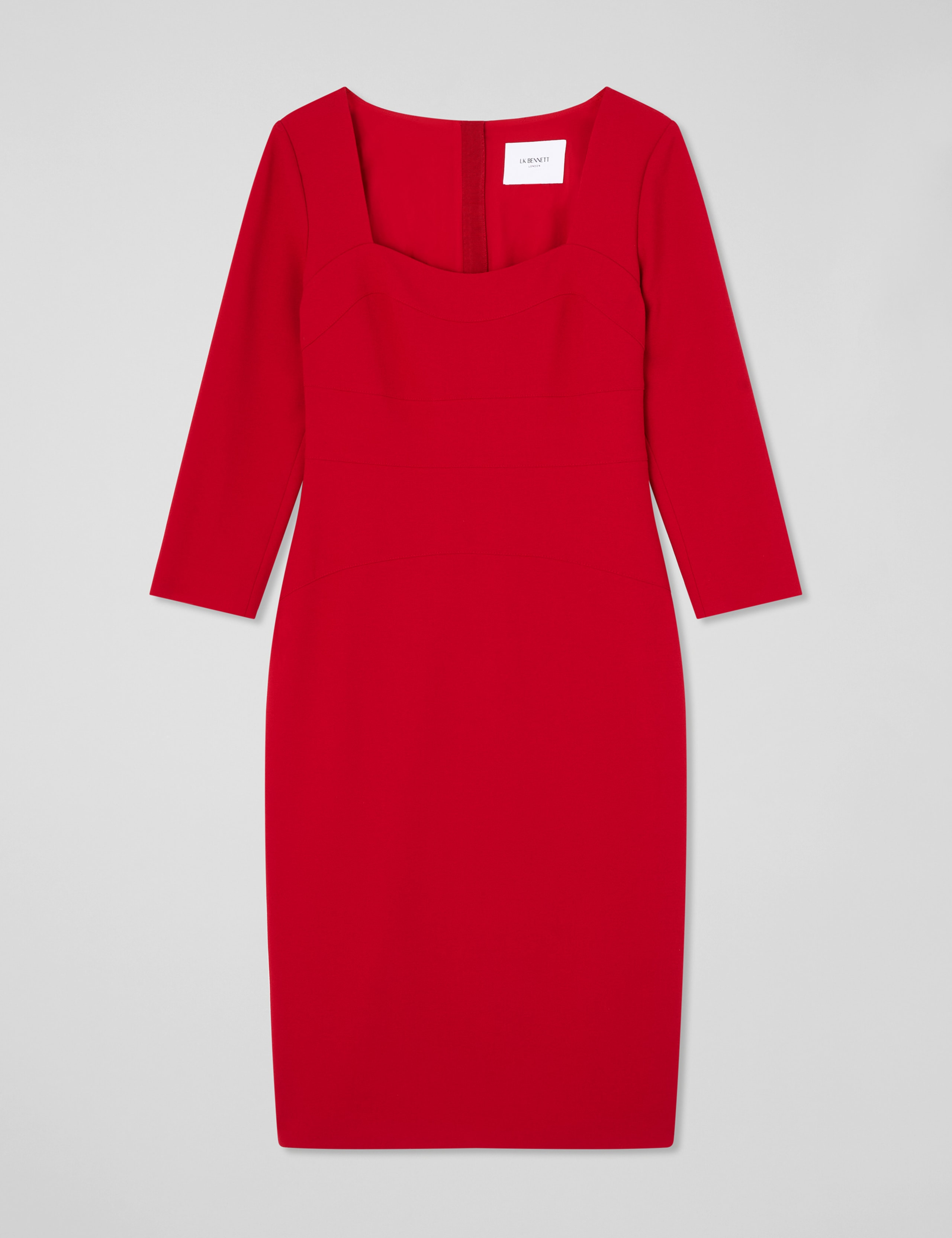 Crepe Square Neck Knee Length Bodycon Dress 2 of 4