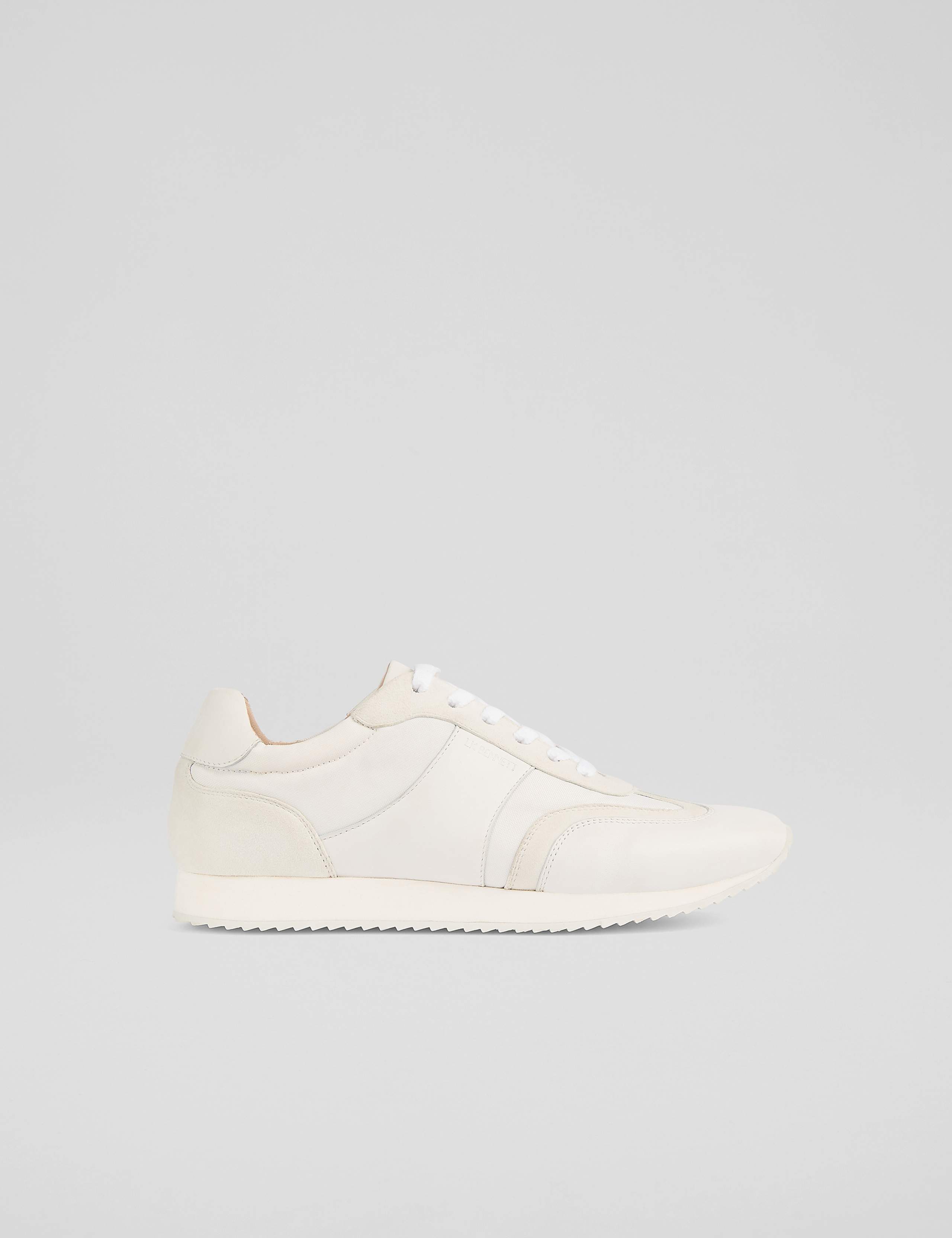 Leather Lace Up Suede Panel Trainers 1 of 4