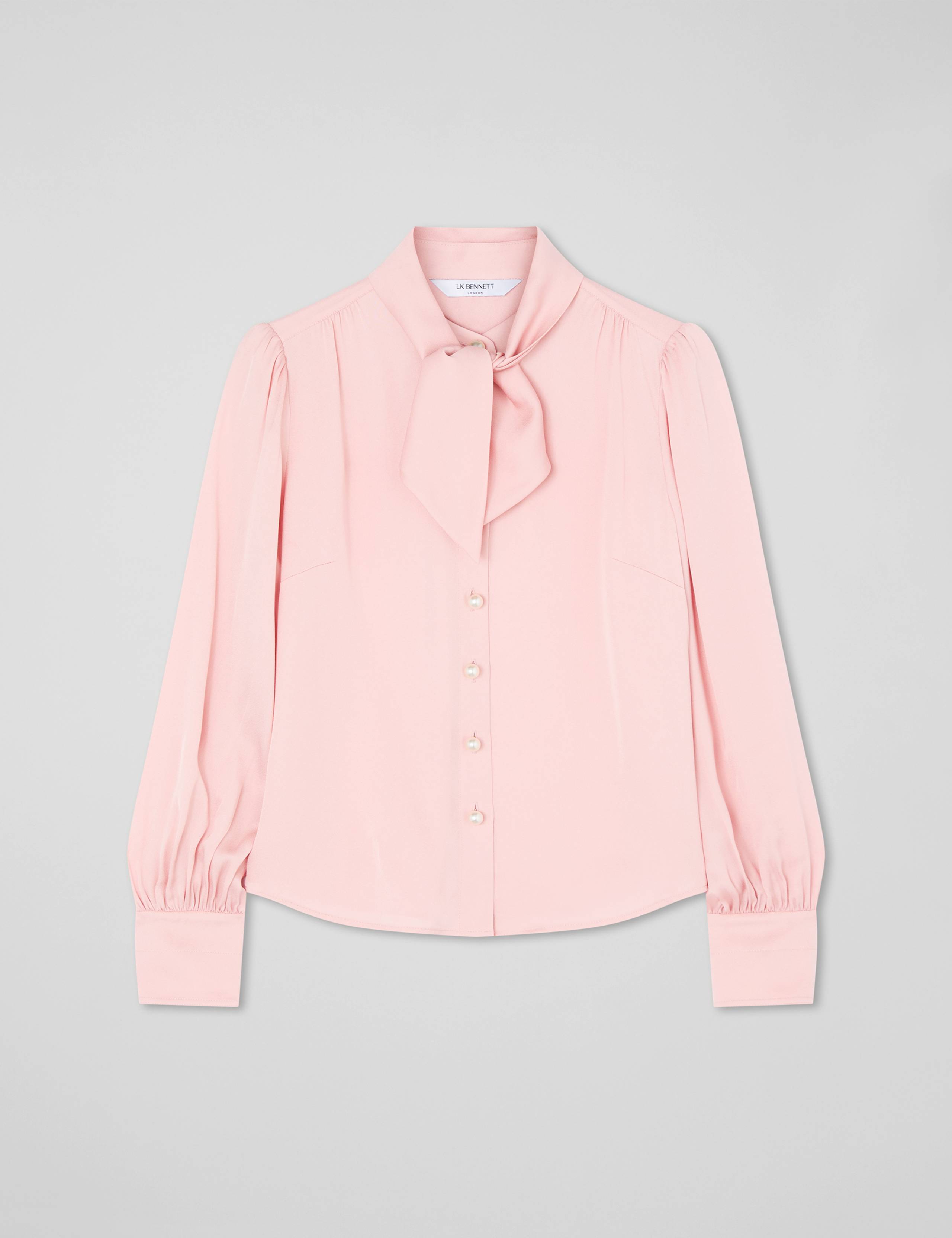 Crepe Tie Neck Puff Sleeve Blouse 2 of 4